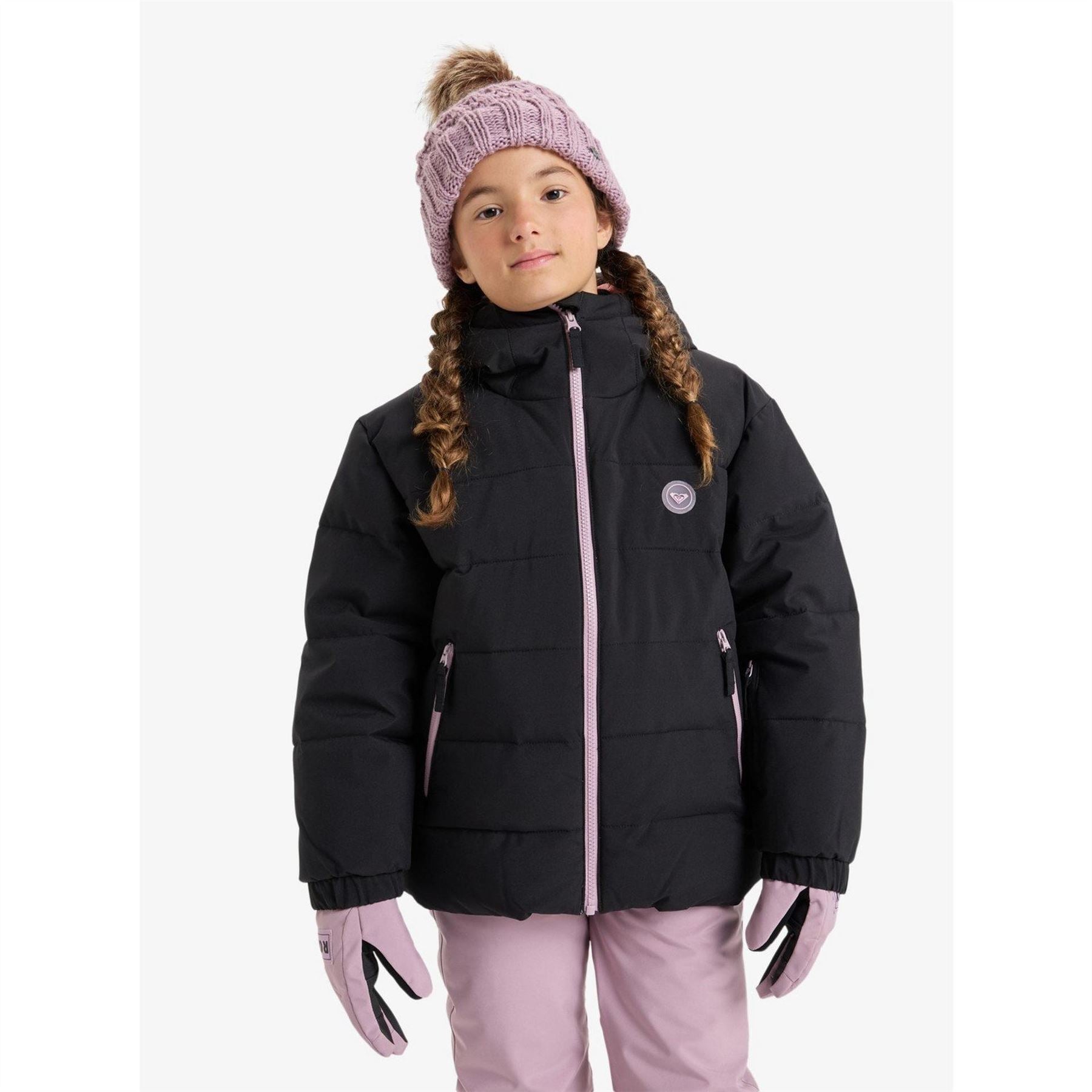 Roxy Snowyhill Solid Patterned Hooded Ski Jacket with Zipped Pocket