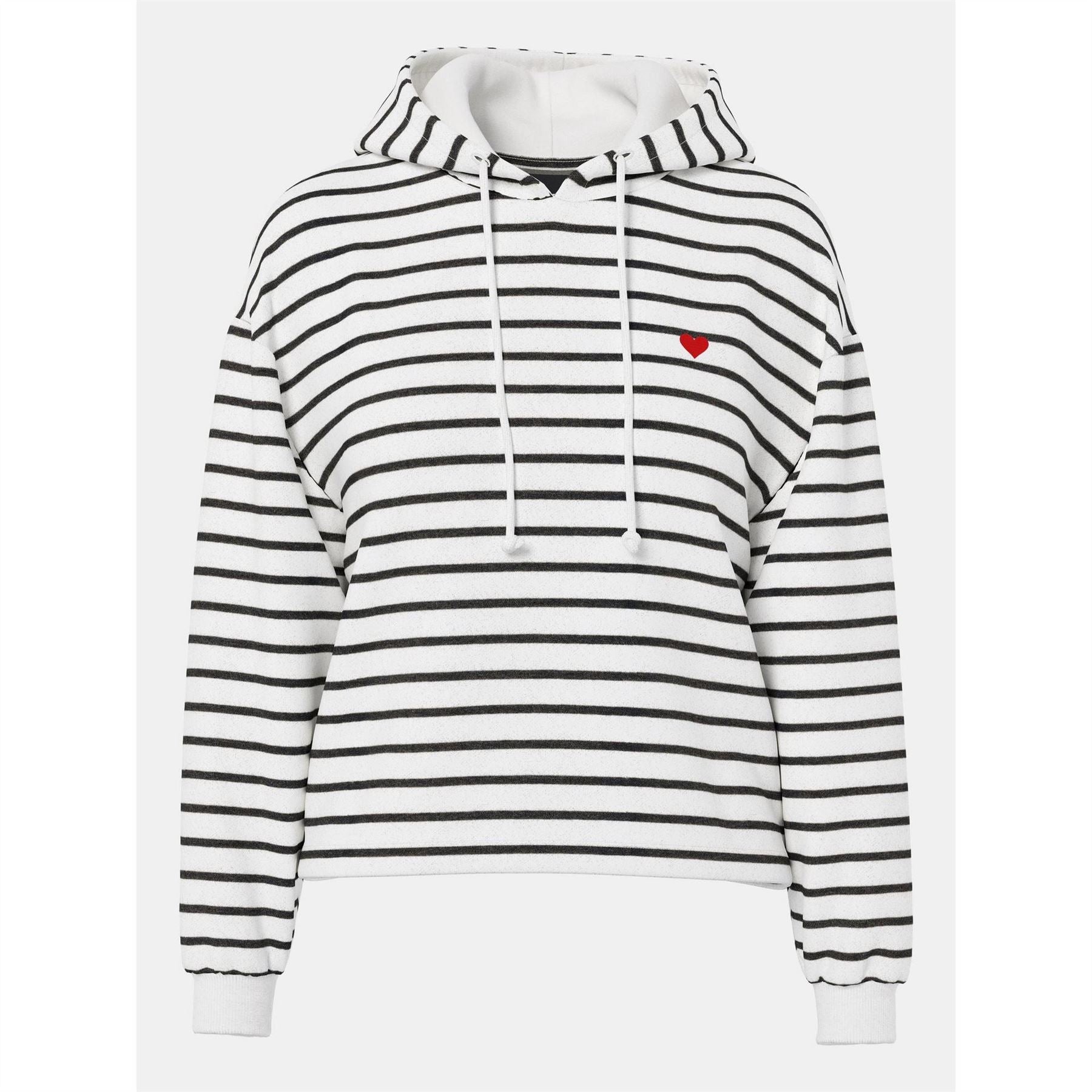 Pieces Hooded Striped Long Sleeve Sweatshirt with Drawstring