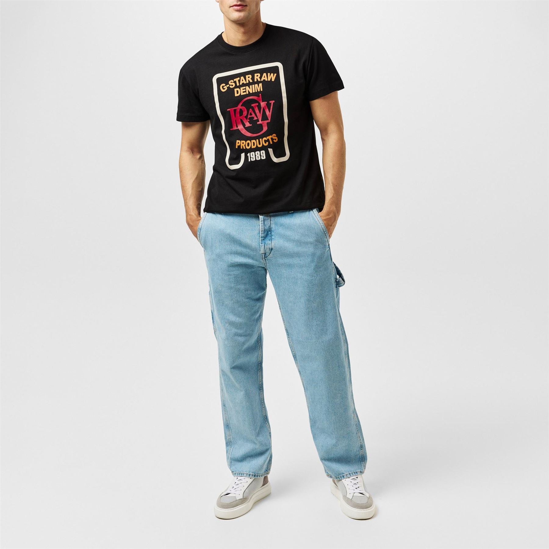 G Star Regular Fit Lettering Crew Neck T-Shirt