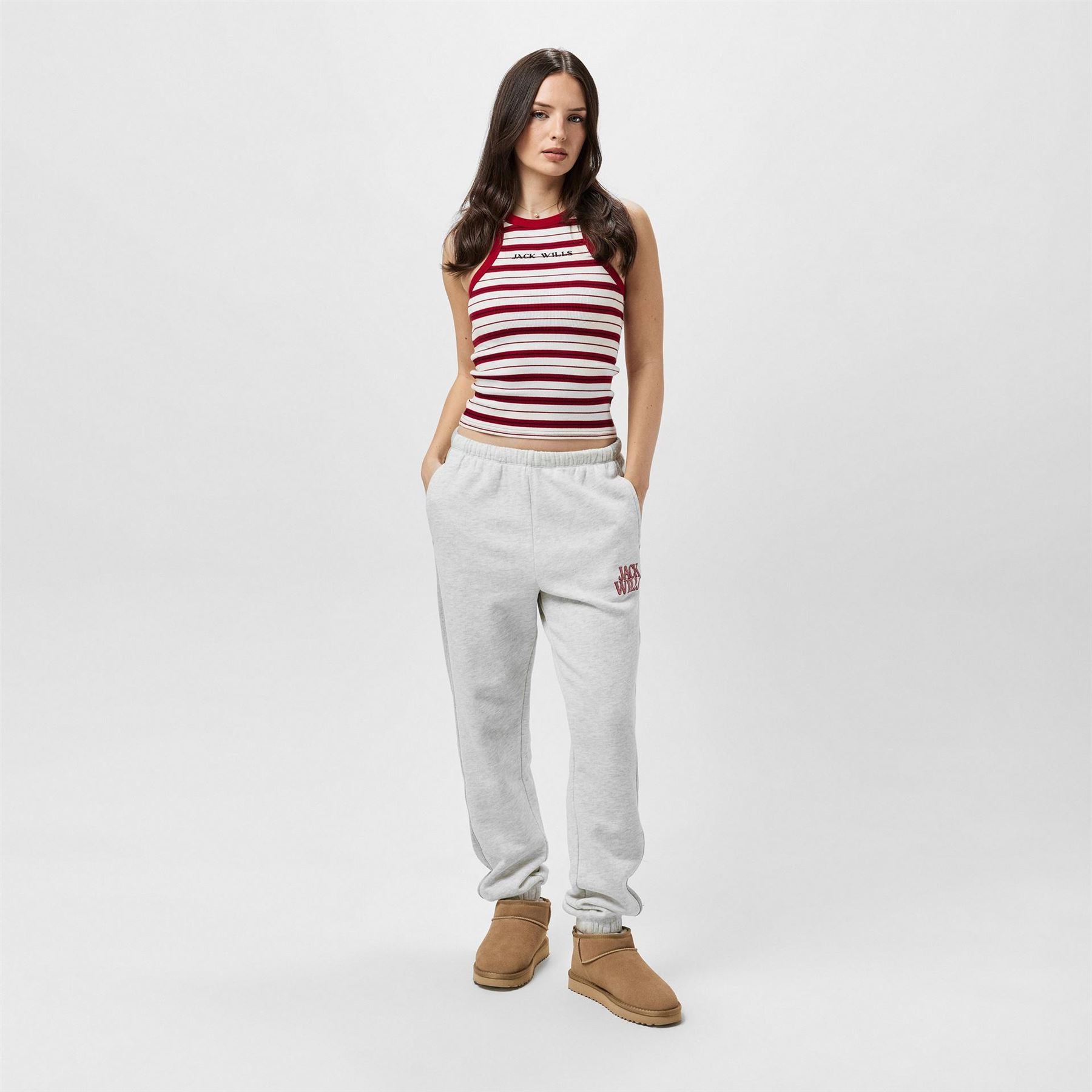 Jack Wills Jw Contrast Logo Closed Hem Fleece Joggers