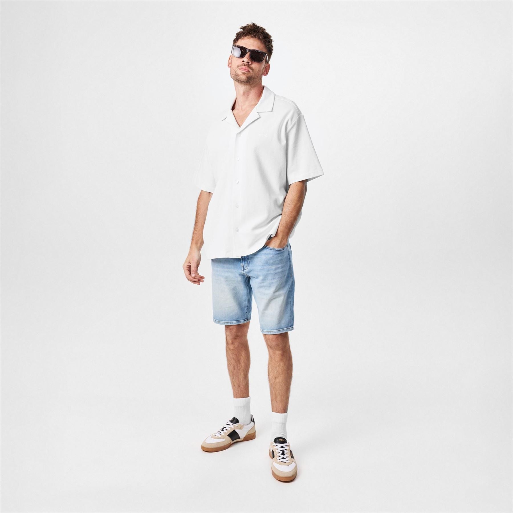 Boss Embroidered Waffle Bowling Shirt