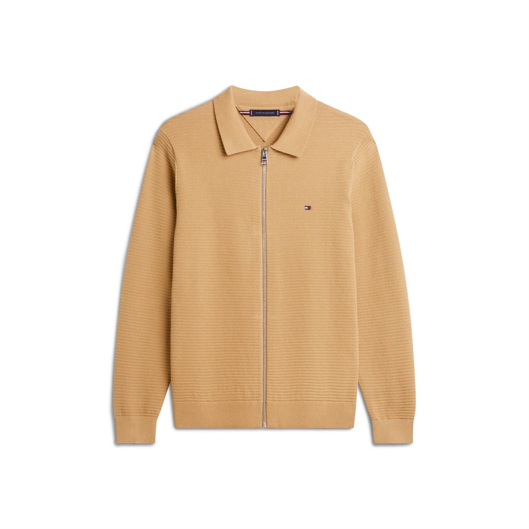 Tommy Hilfiger Textured Full Zipper Zipped Pocket Ribbed Cuff Jacket