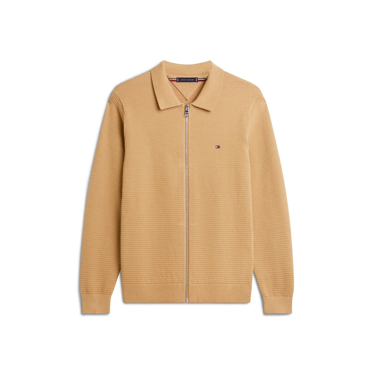 Tommy Hilfiger Textured Full Zipper Zipped Pocket Ribbed Cuff Jacket