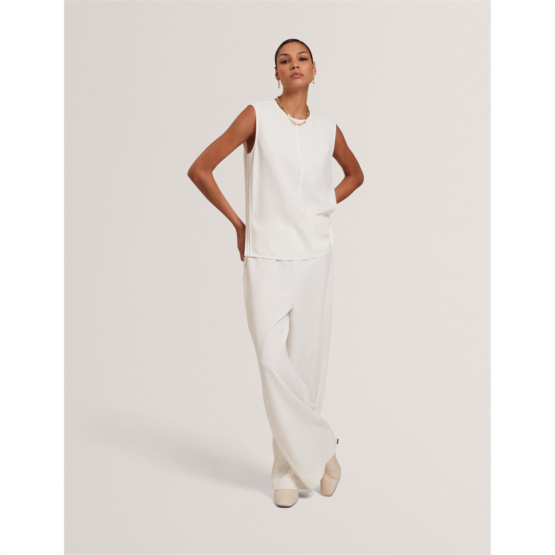 Ted Baker Solid Patterned Wide Leg Trousers