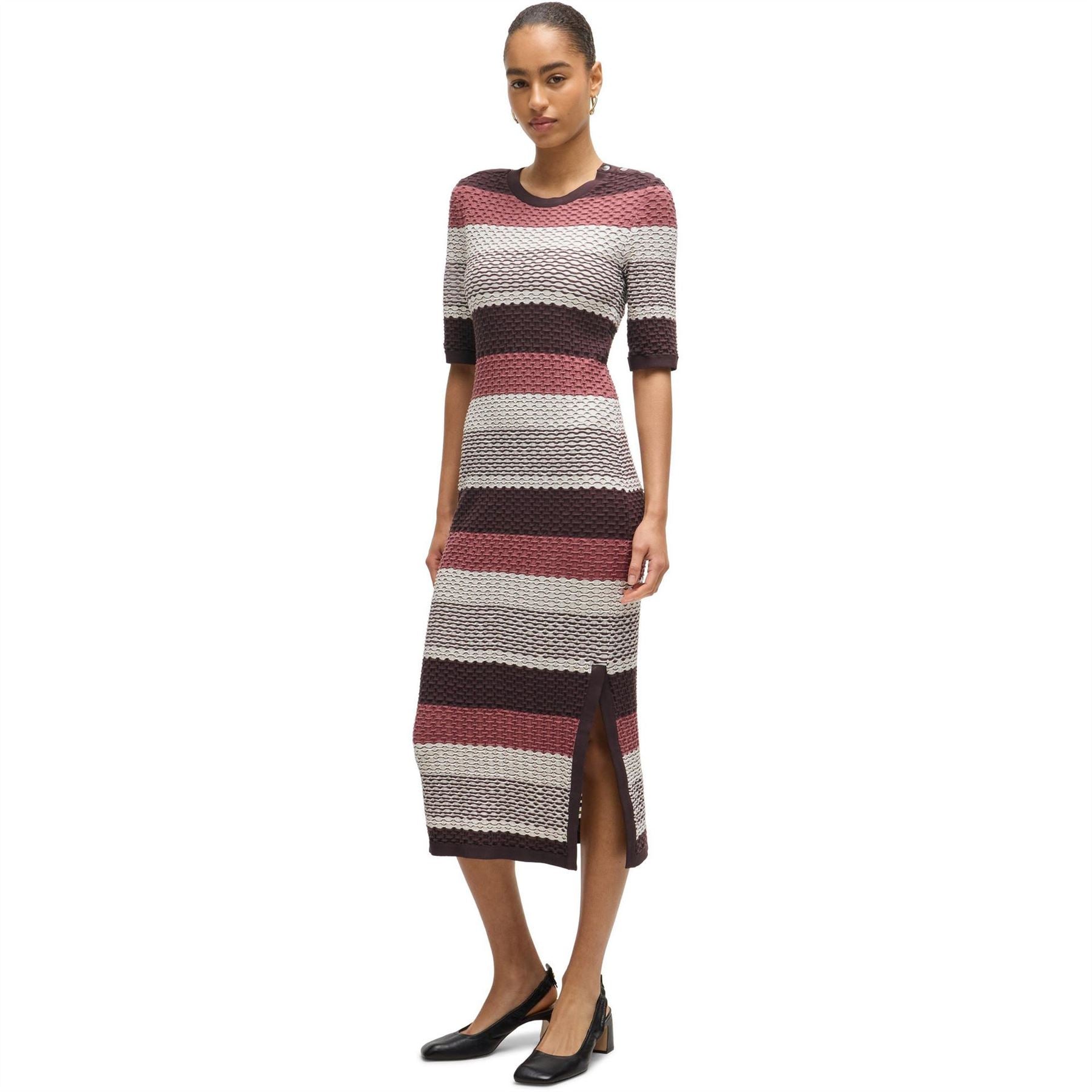 Boss Etanah Crew Neck Three Quarter Sleeve Maxi Dress