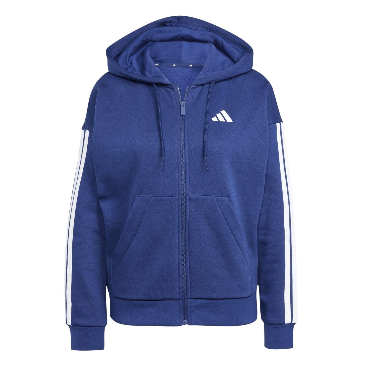 adidas Womens Essentials 3 Stripe Zip Track Hoodie