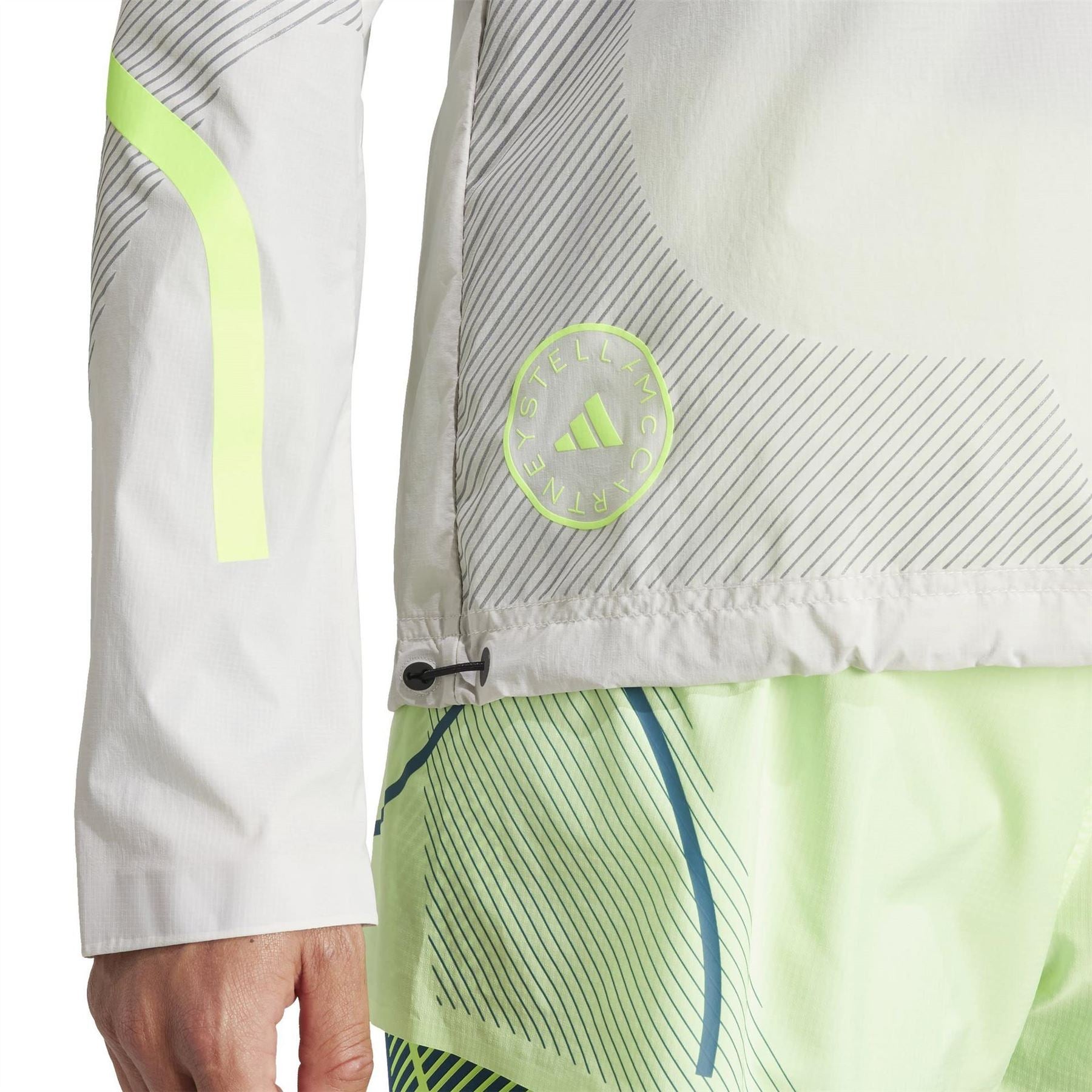 adidas Stripe Patterned Hooded Drawstring Running Jacket