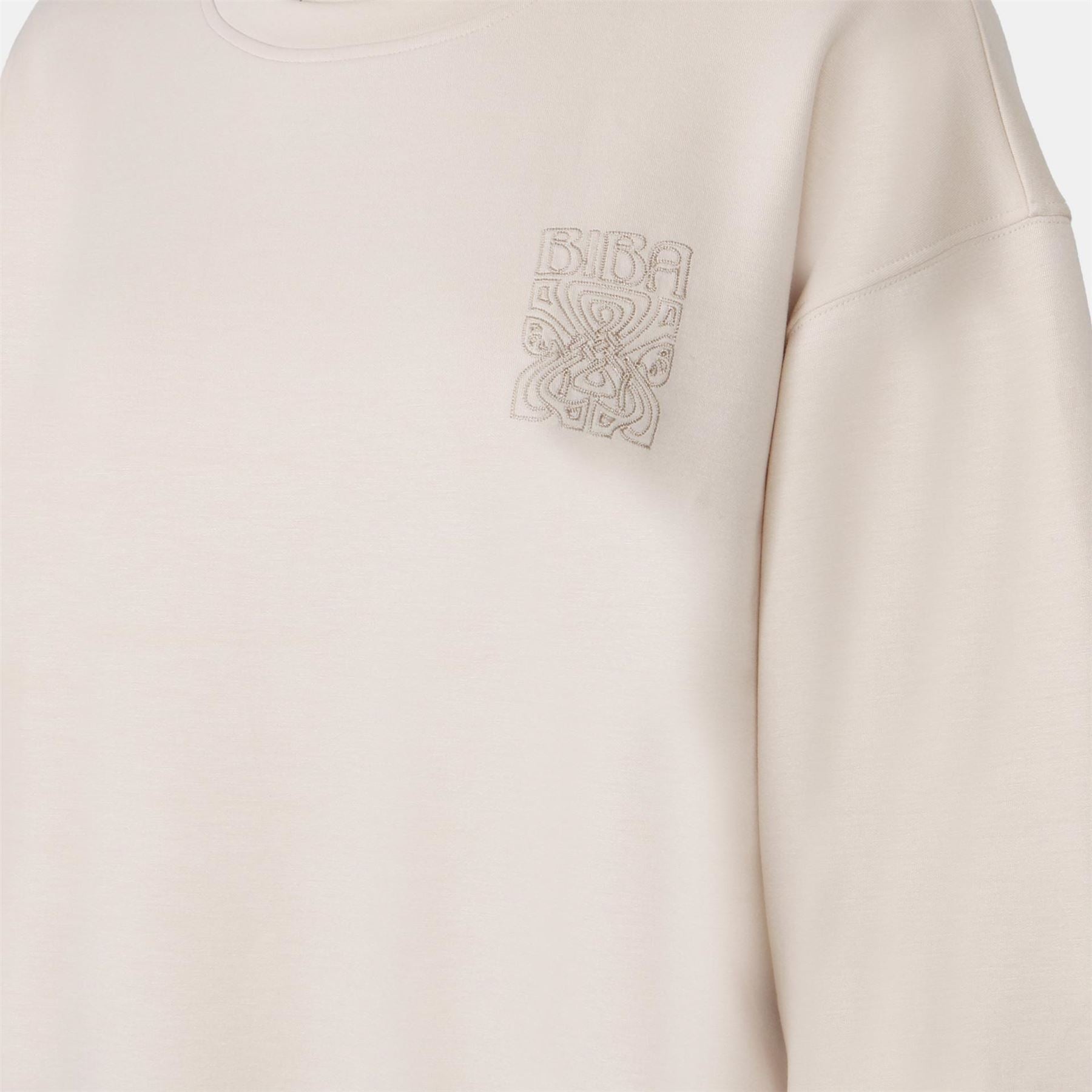 Biba Logo Print Crew Neck Long Sleeve Sweater