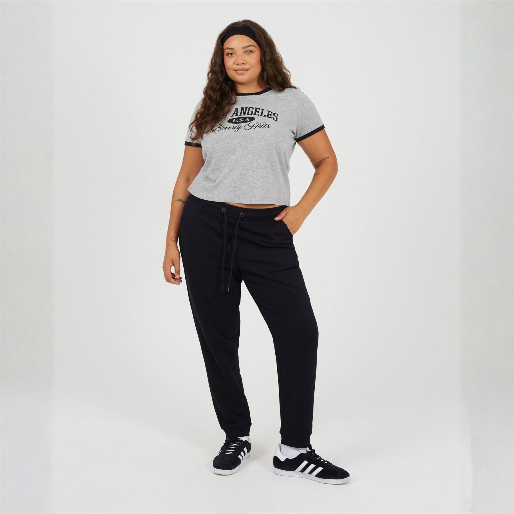 Brave Soul Womens Plus Size Solid Colour Jogging Bottoms