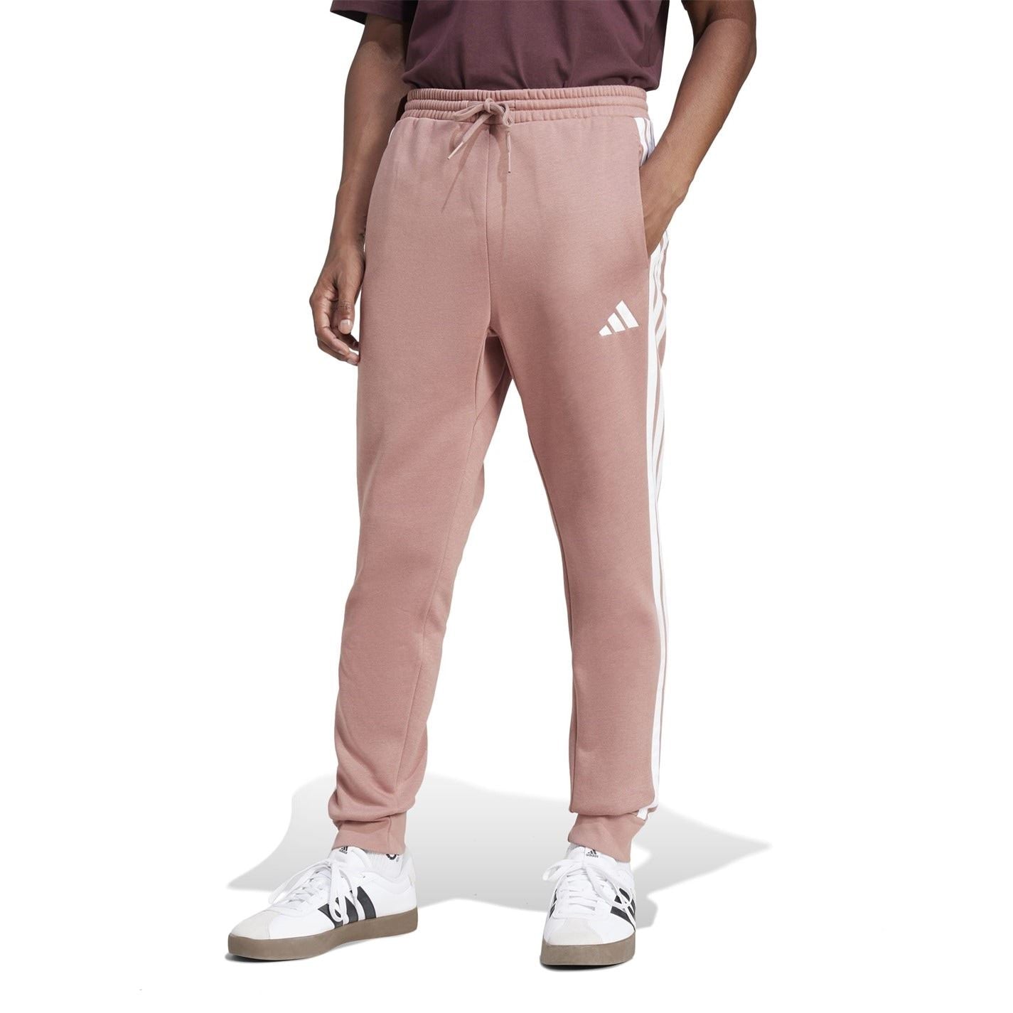 adidas Fleece Tapered Cuff 3 Stripes Joggers M
