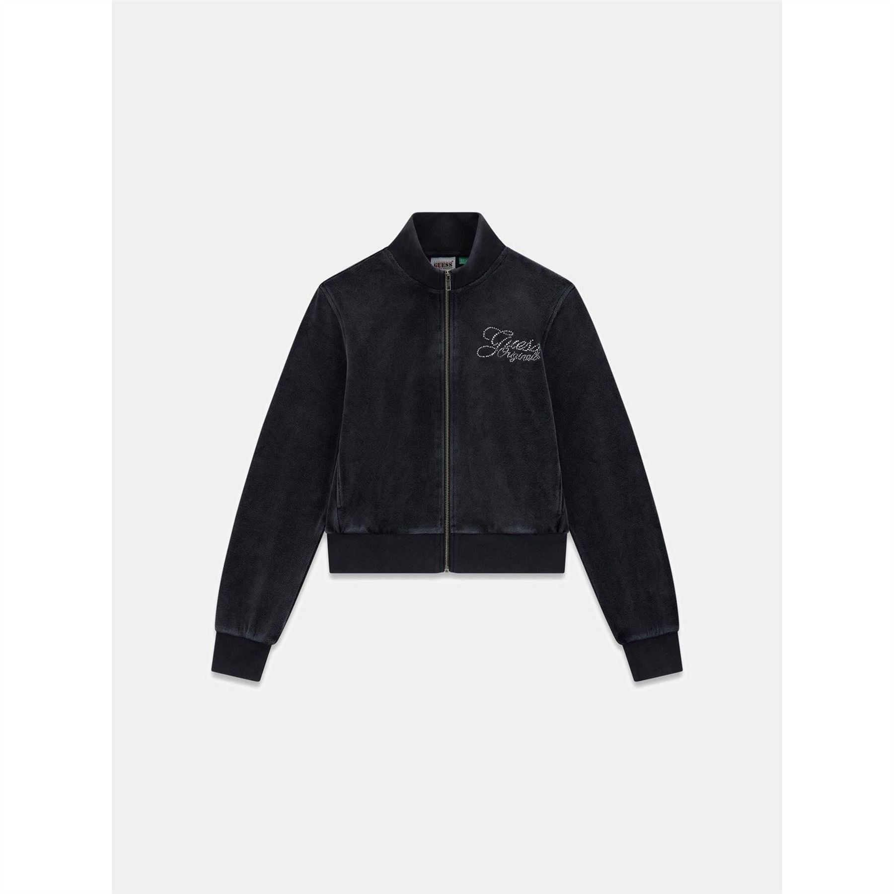 Guess Mock Neck Bomber Collar Long Sleeve Athletic Top