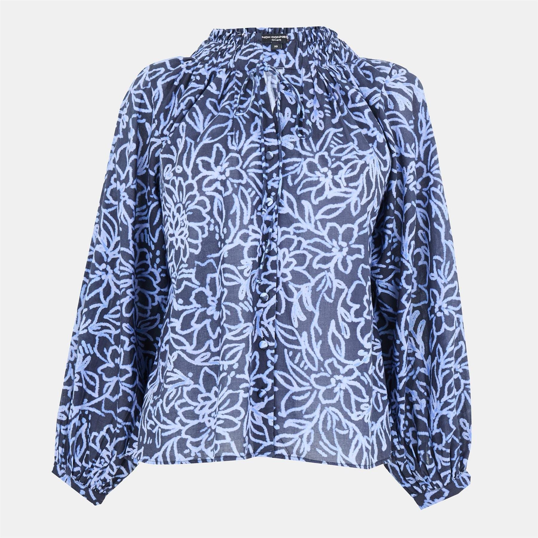 French Connection Relaxed Fit Tie Neck Long Sleeve Blouse