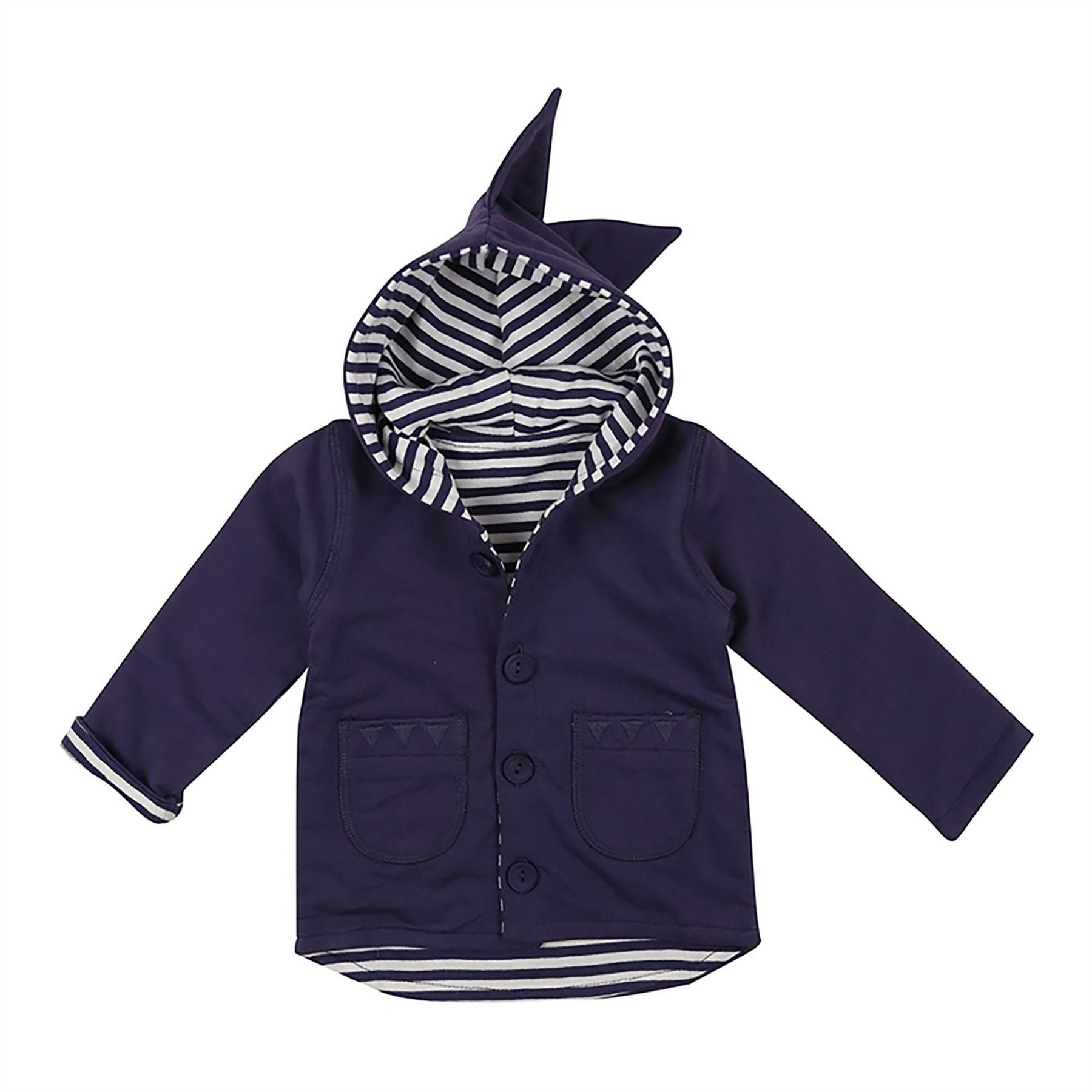 Lilly and Sid Dino Stripe Hooded Snap Button Rain Jacket