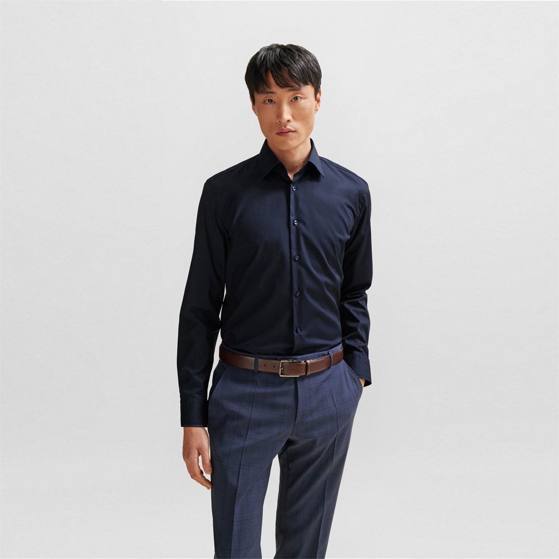 Boss Regular Fit Collared Neck Long Sleeve Oxford Shirt