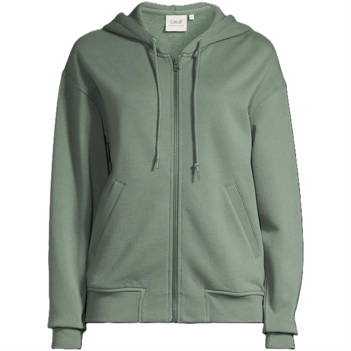 Casall Solid Patterned Hooded Neck Ribbed Cuff Sweat Jacket