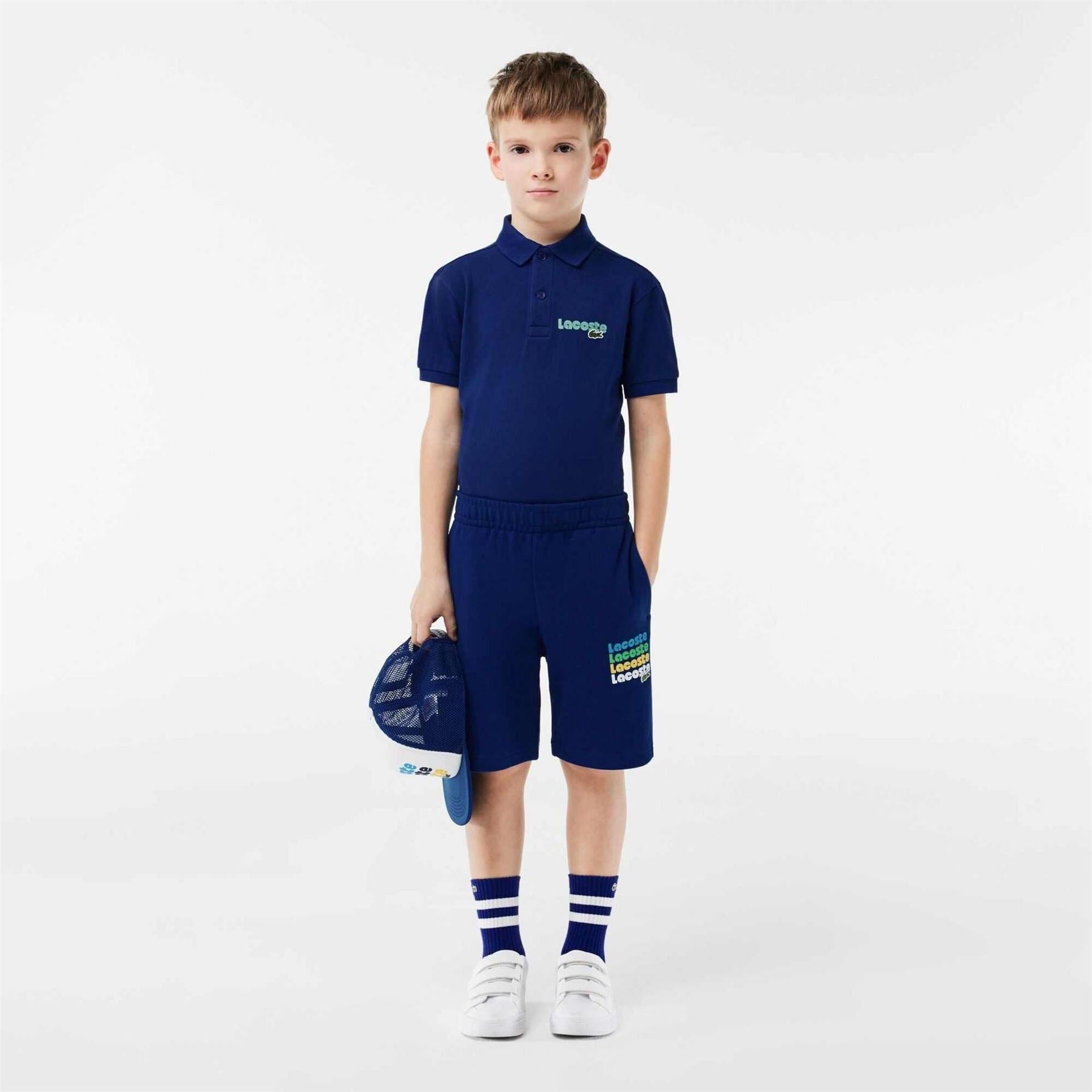 Lacoste Logo Print Sweat Shorts with Elasticated Waistband