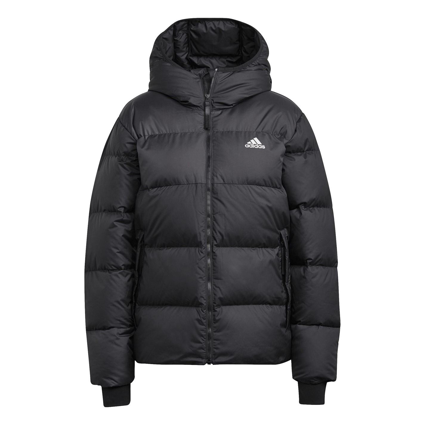 adidas 11.11 Hooded Solid Patterned Puffer Jacket with Ribbed Cuff