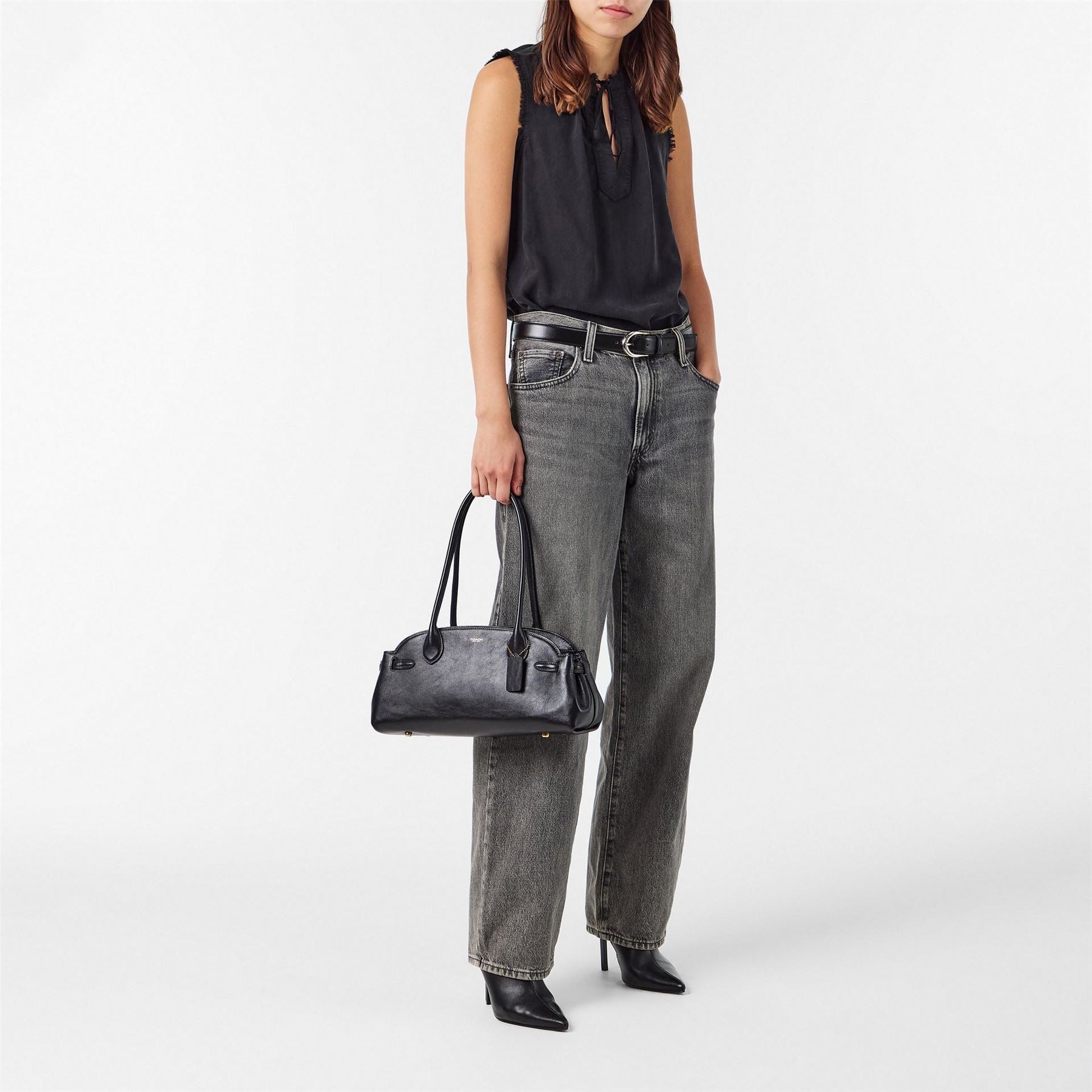 Bella Dahl Frayed Relaxed Fit Tie Neck Sweatshirt