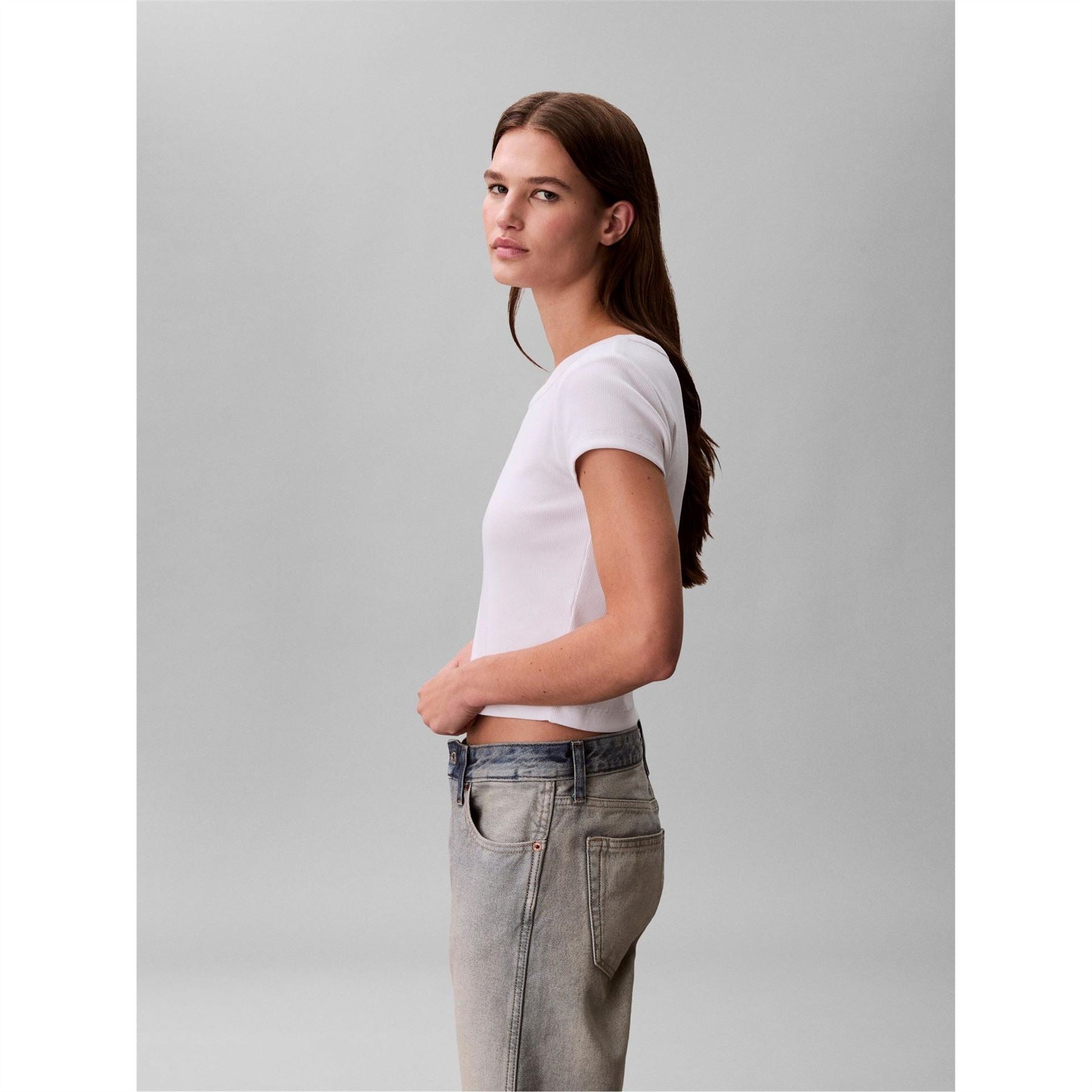 Calvin Klein Jeans Woven Ribbed Baby Tee