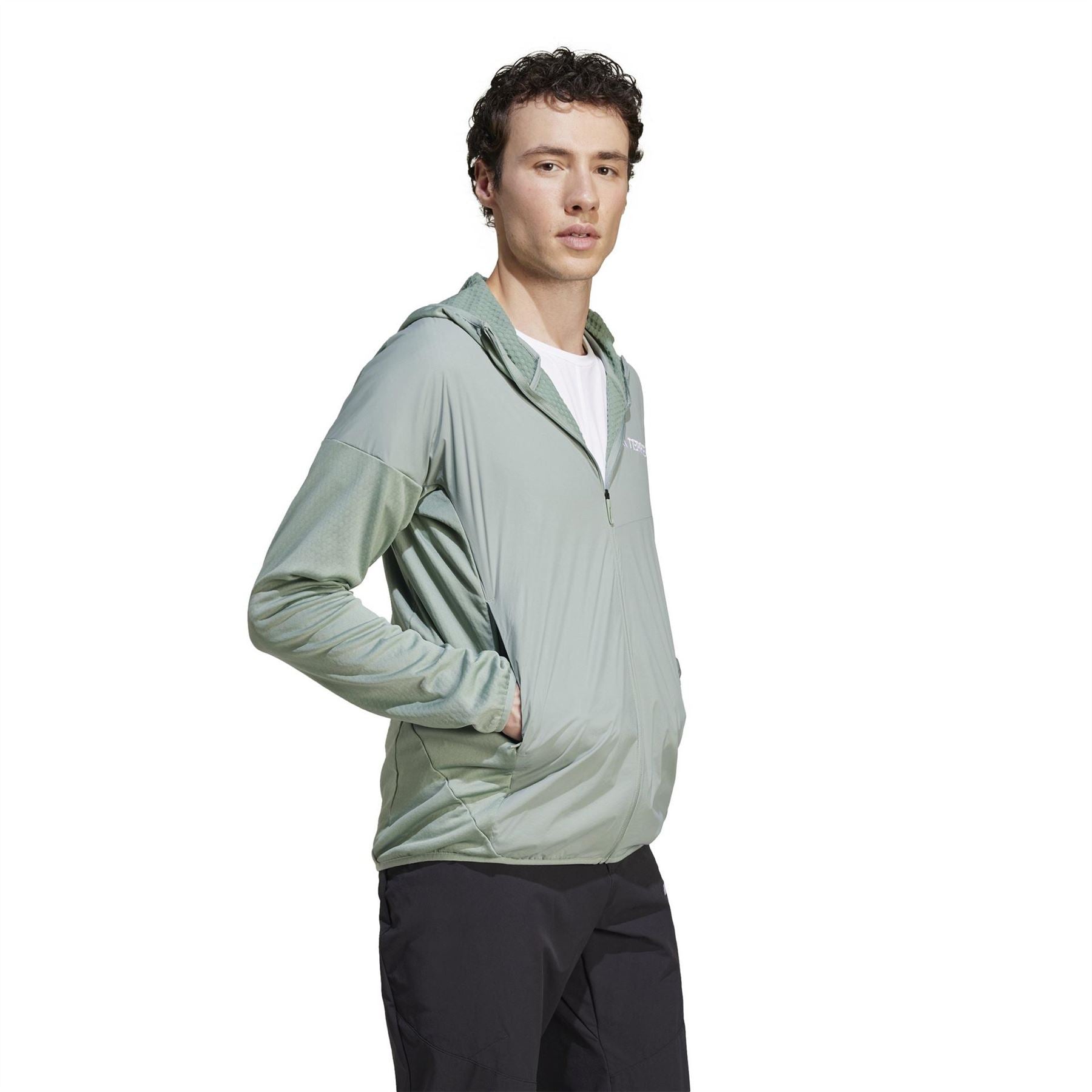 adidas Mens Terrex Xperior Climawarm+ Wind Light Fleece Hooded Jacket