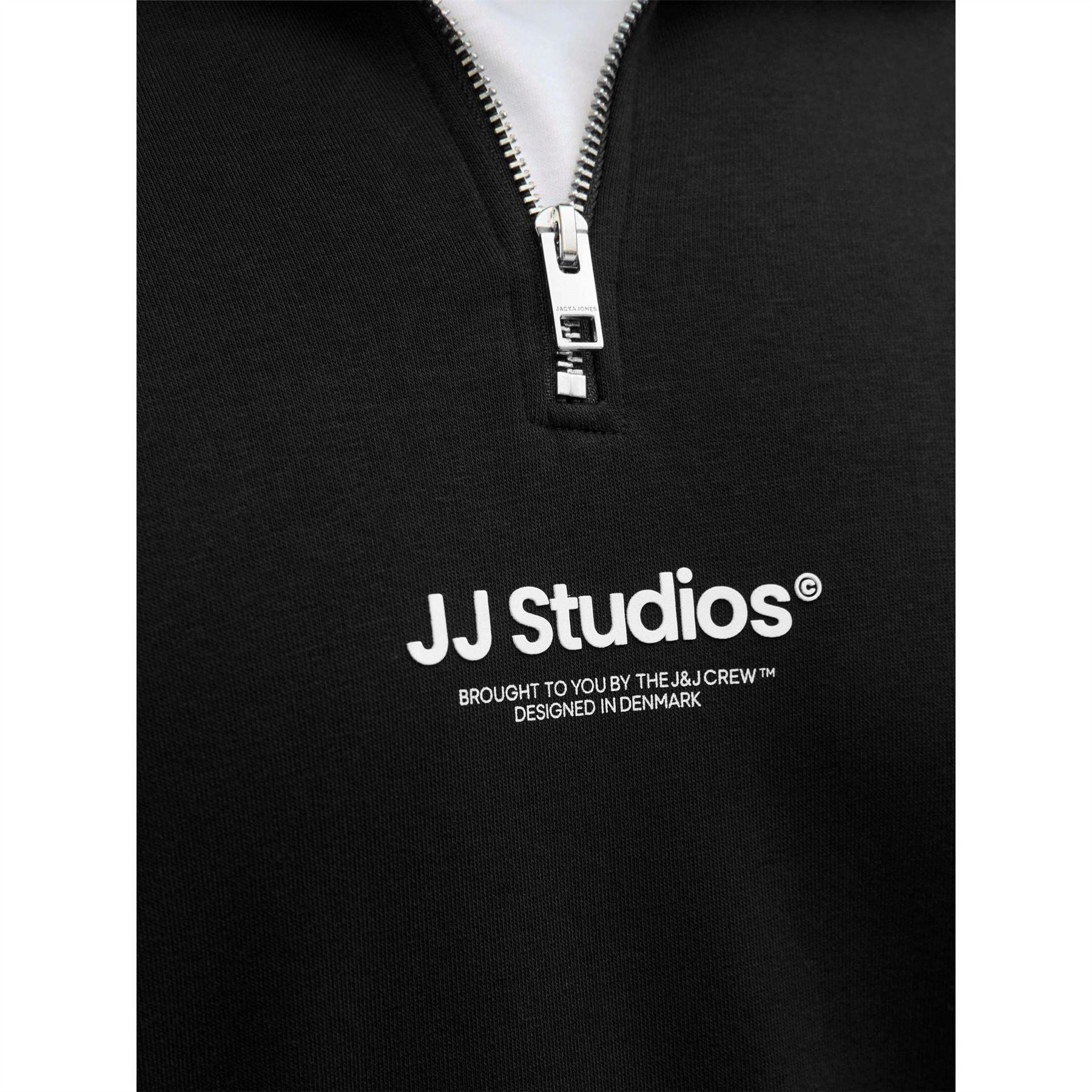Jack and Jones Soho Text Graphic Zip Neck High Collar Long Sleeve Sweatshirt