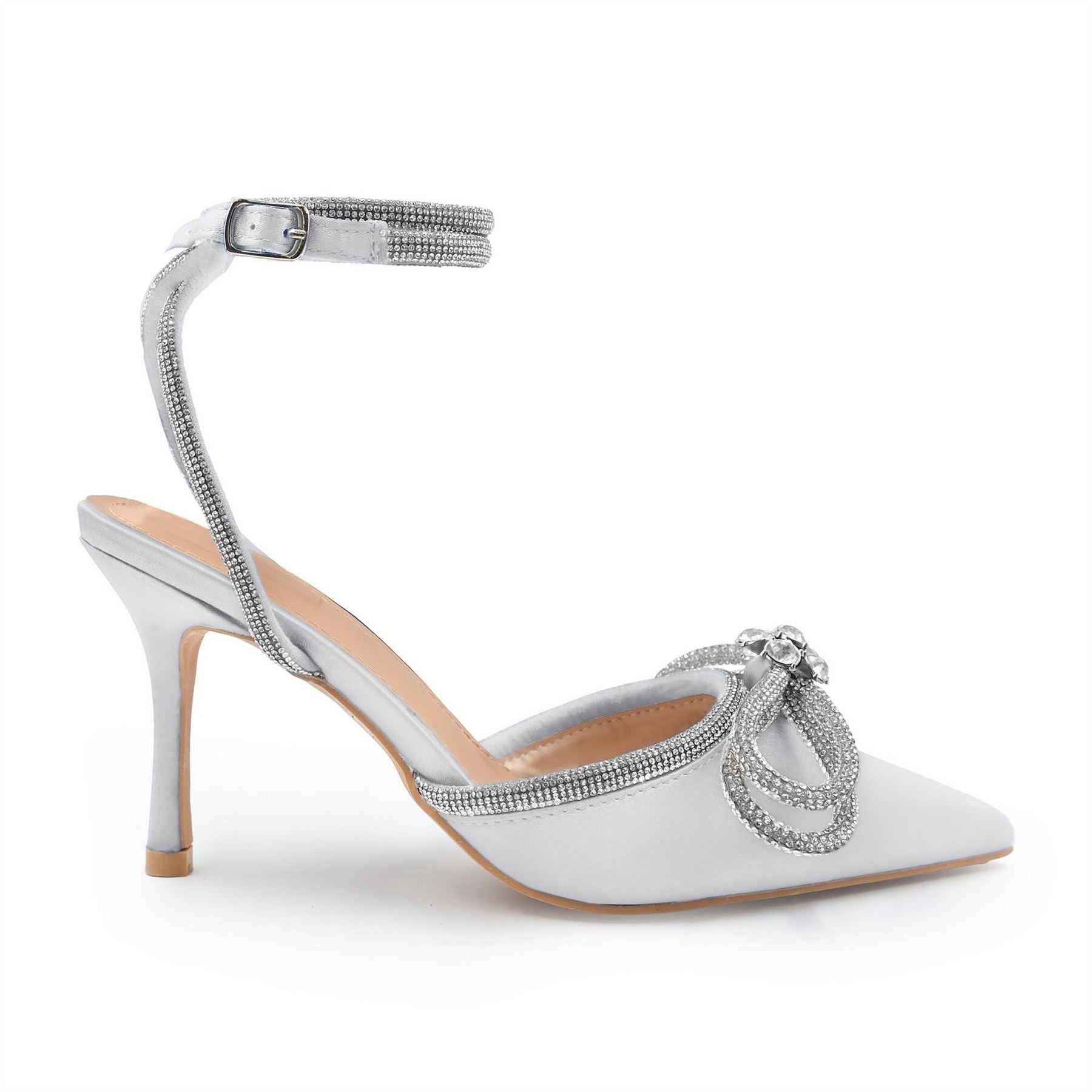 Wheres That From Bow Point Stiletto Heel Metallic Court Shoes