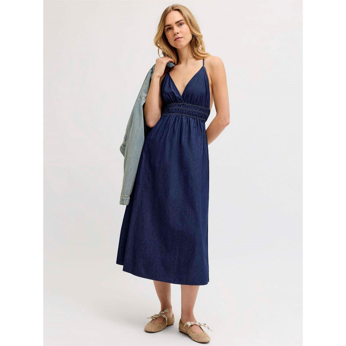 JJXX Chambrey V-Neck Sleeveless Midi Sun Dress