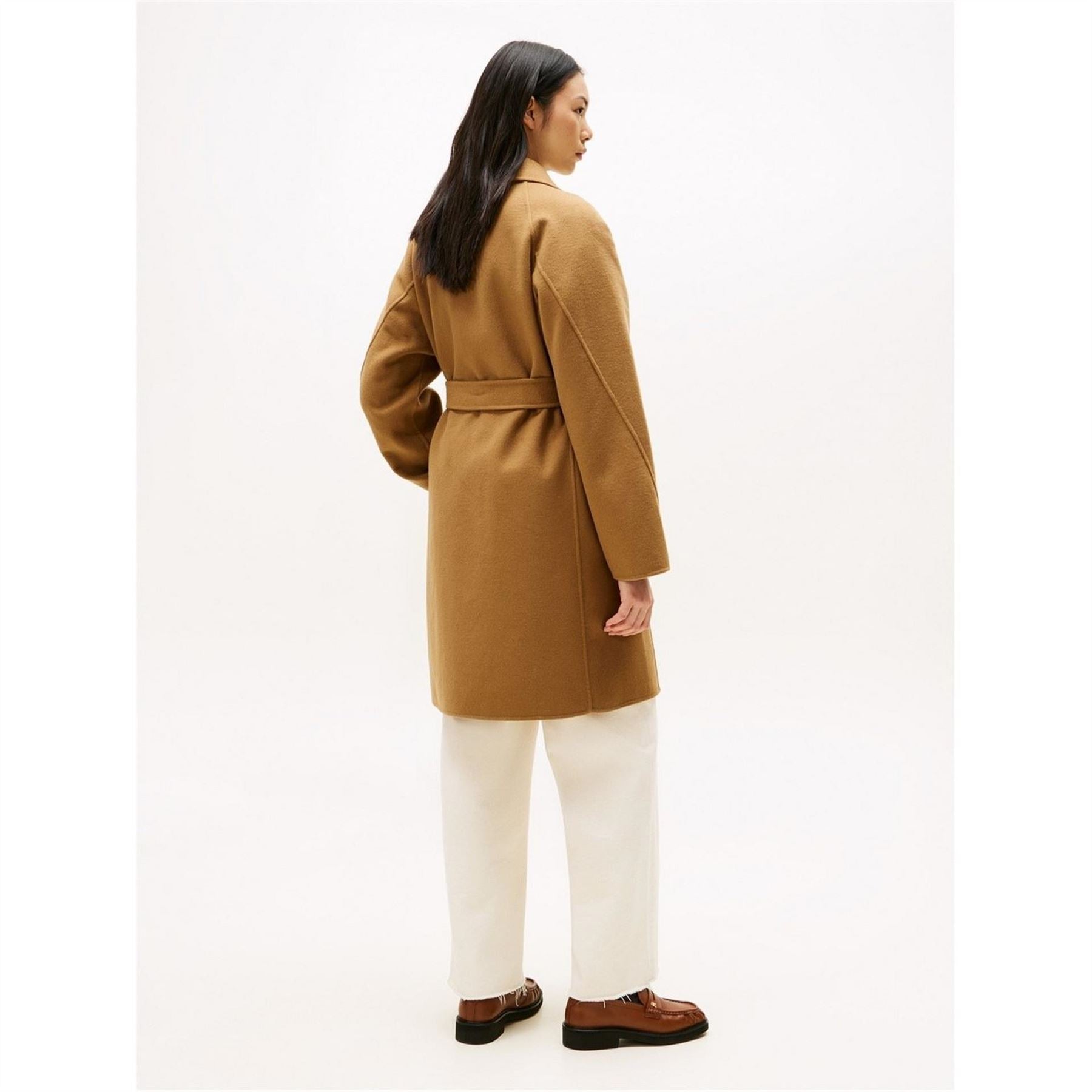 Tommy Hilfiger Solid Patterned Lapel Collared Belted Over Coat