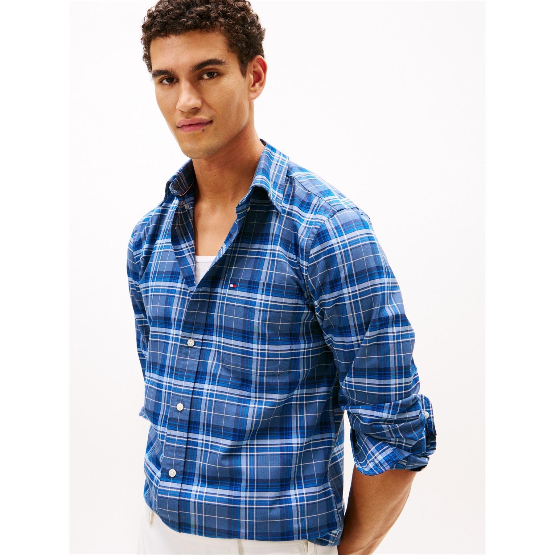Tommy Hilfiger Oxford Check Button Down Collar Long Sleeve Shirt