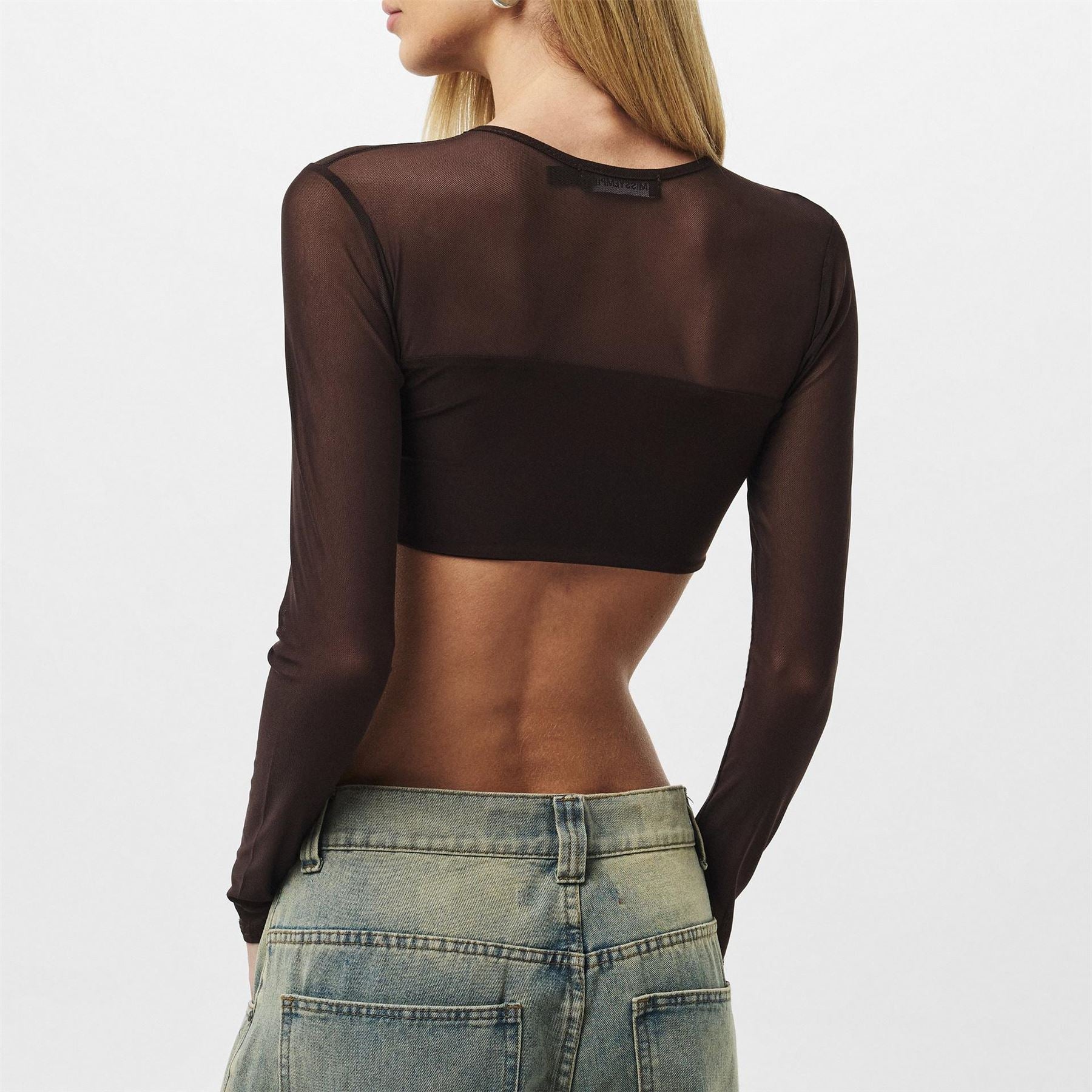 Missy Empire Womens Mesh Sleeve Slinky Top