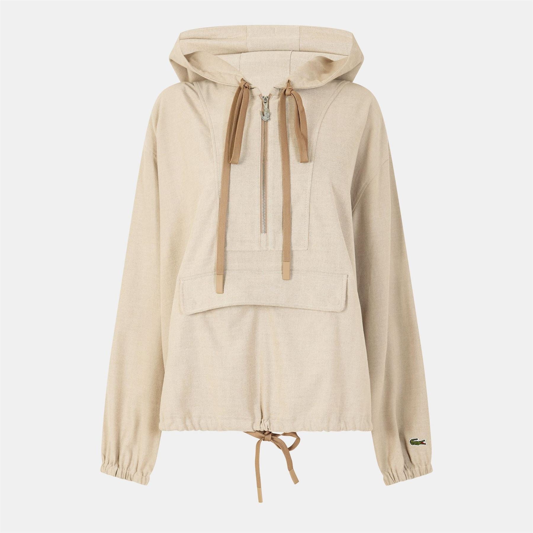 Lacoste Cropped Relaxed Fit Hooded Sweatshirt
