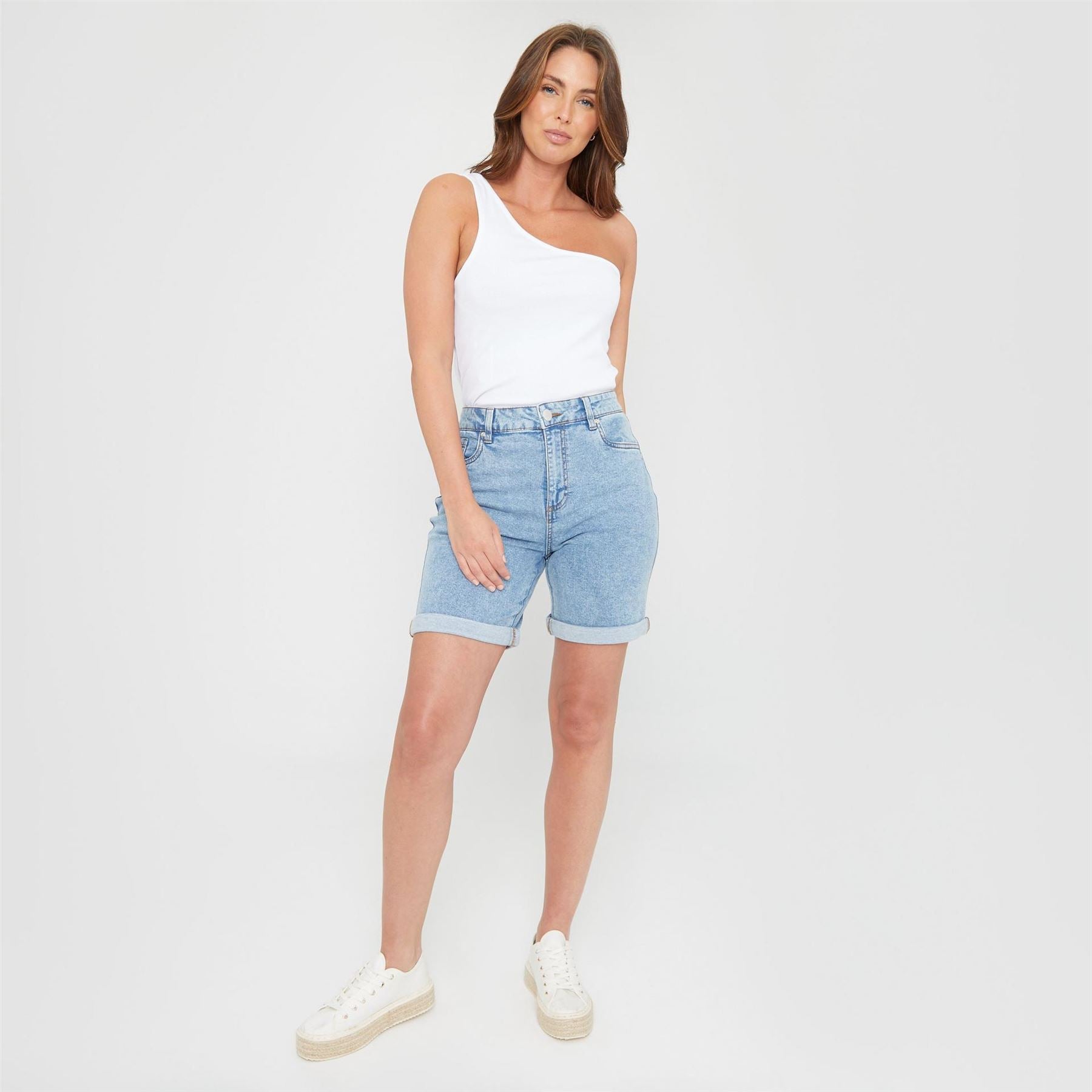 Be You One Shoulder Rib Tank Vest