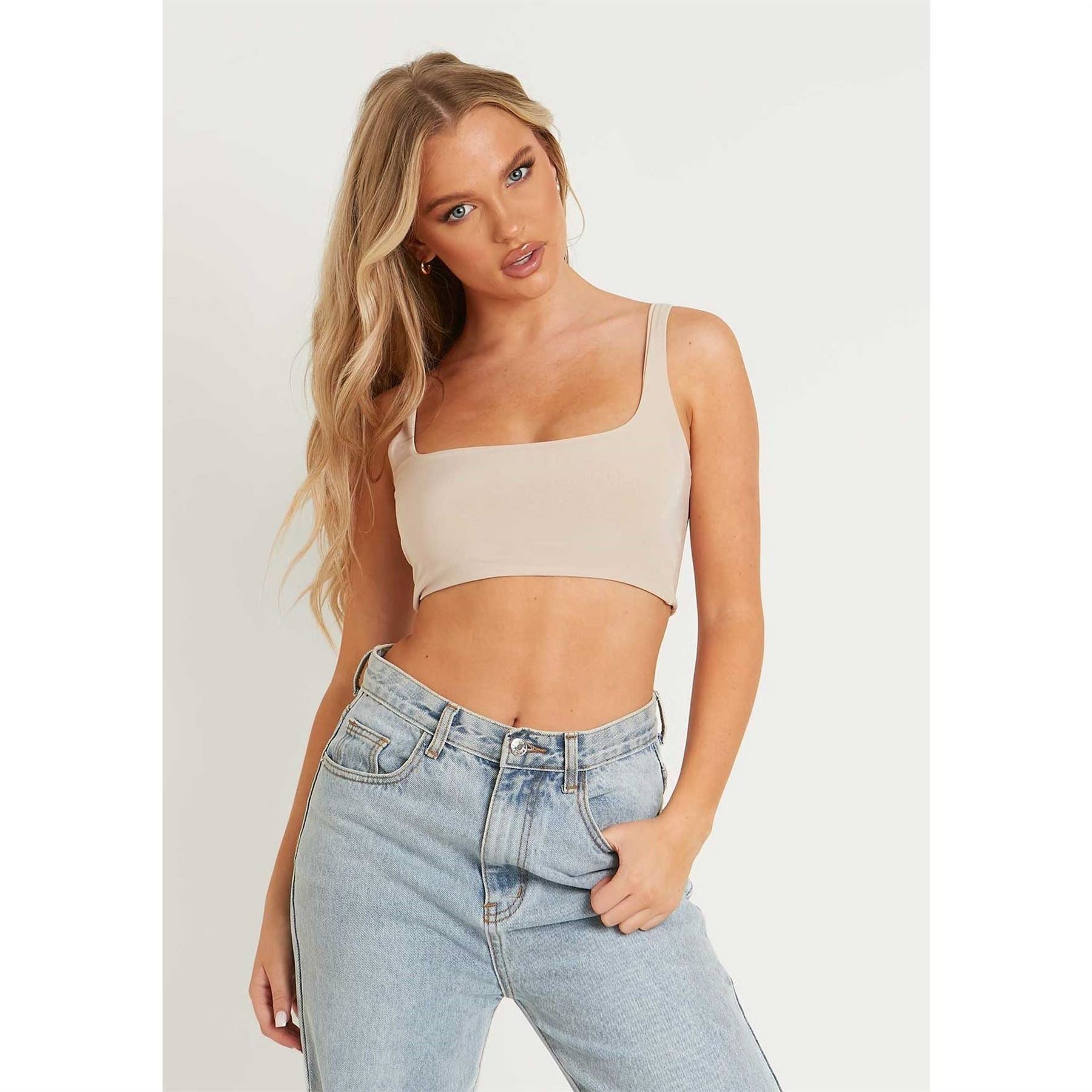 Missy Empire Square Neck Extreme Crop Top