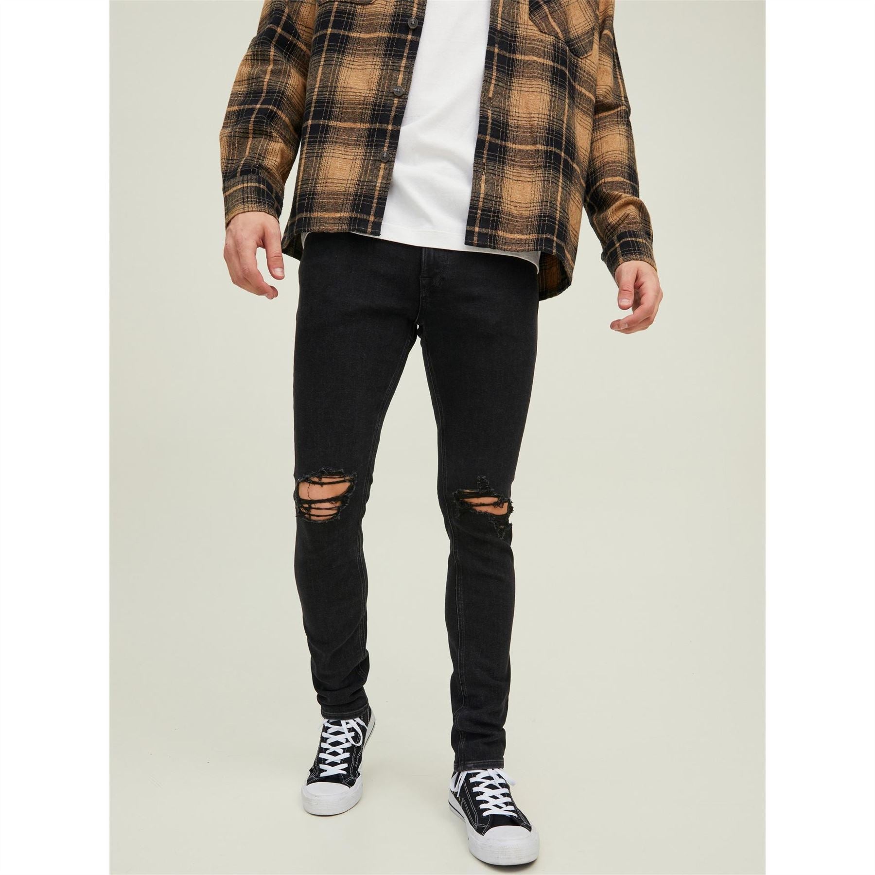 Jack and Jones Liam Slim Fit Ripped Straight Leg Jeans