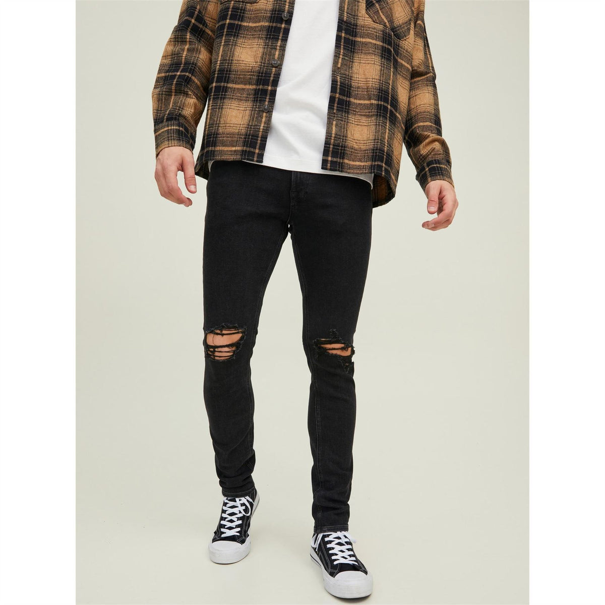 Jack and Jones Liam Slim Fit Ripped Straight Leg Jeans