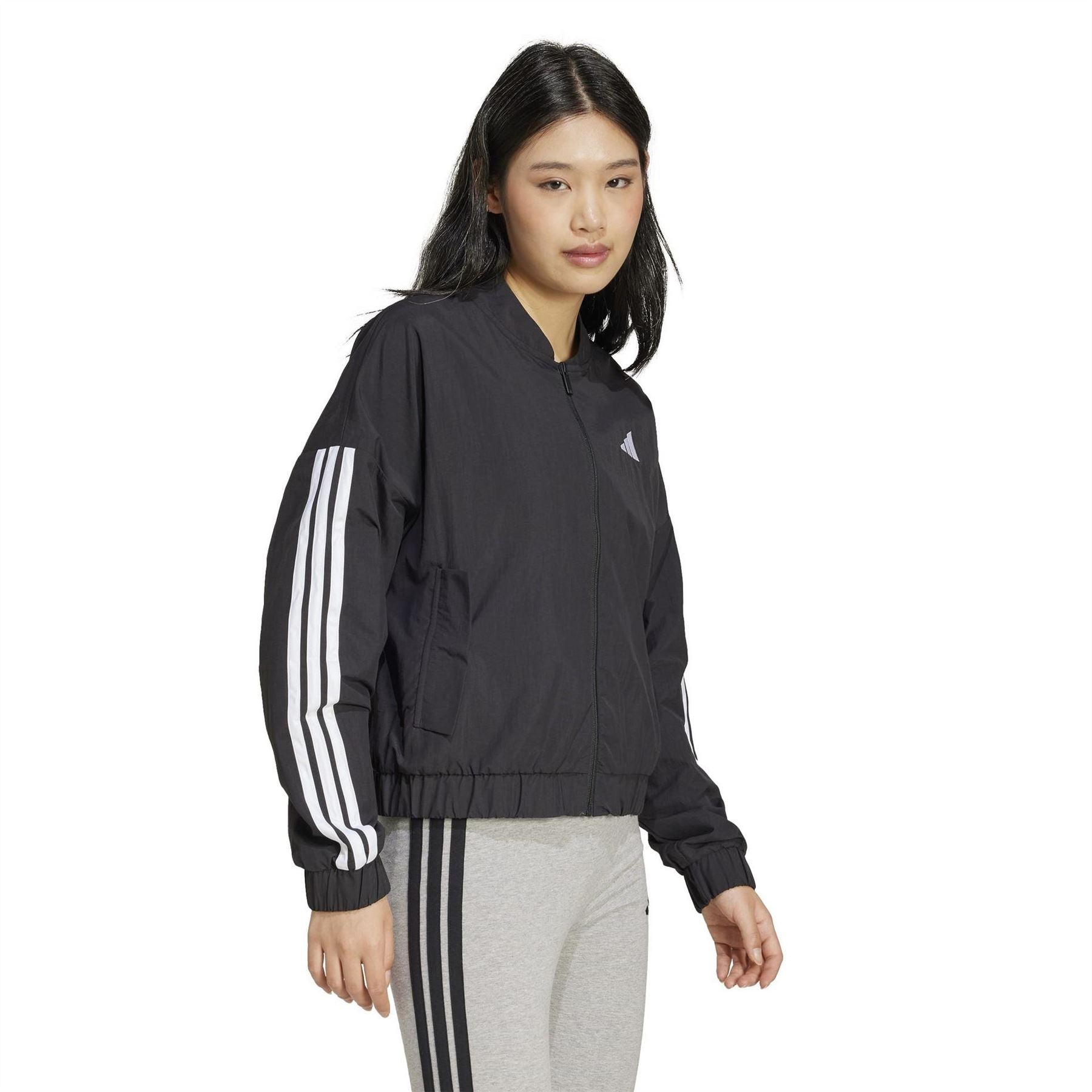 adidas Womens 3 Stripe Woven Bomber Jacket
