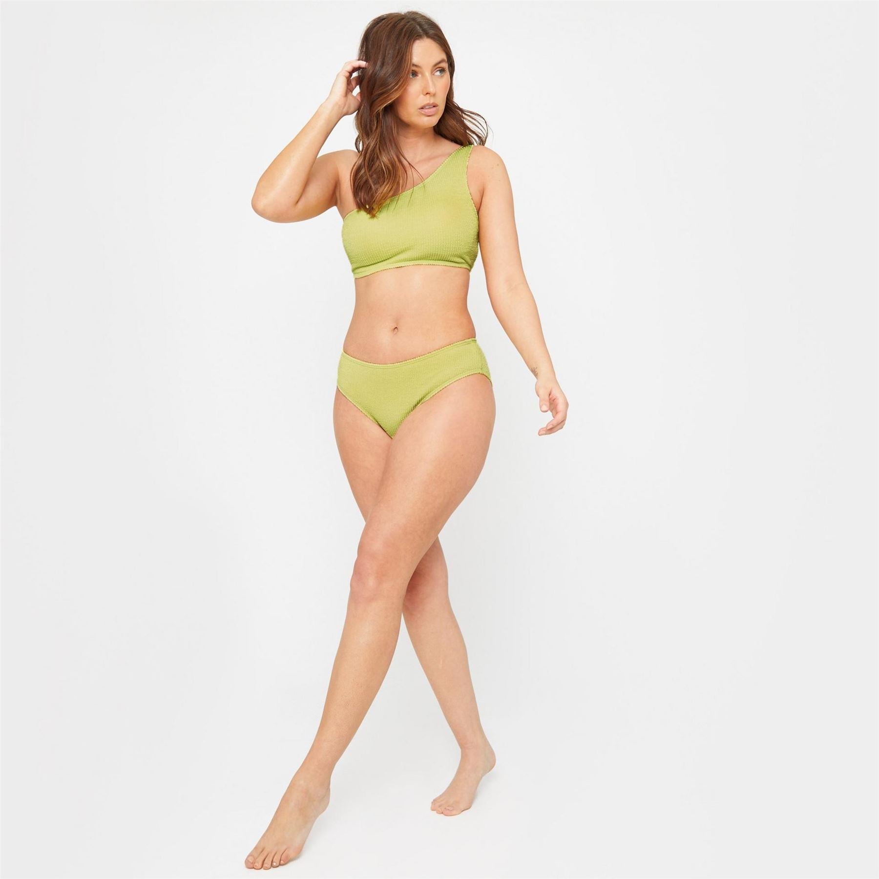 Be You Textured One Shoulder Bikni Top