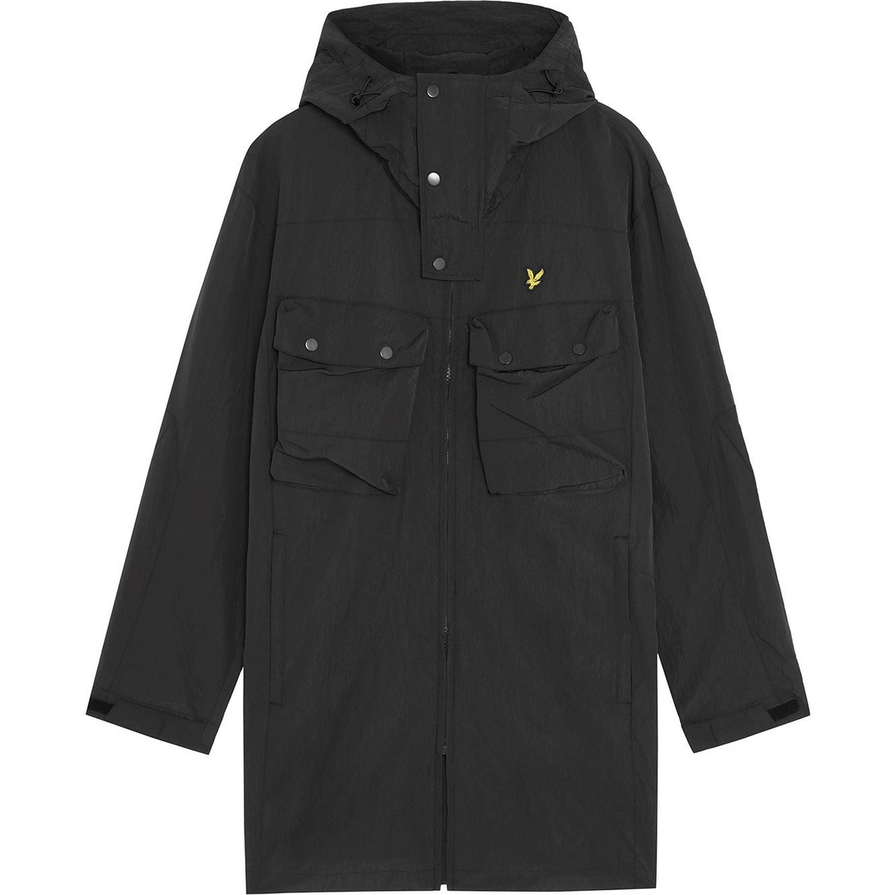 Lyle and Scott Guard Hooded Snap Button Parka Coat with Pockets