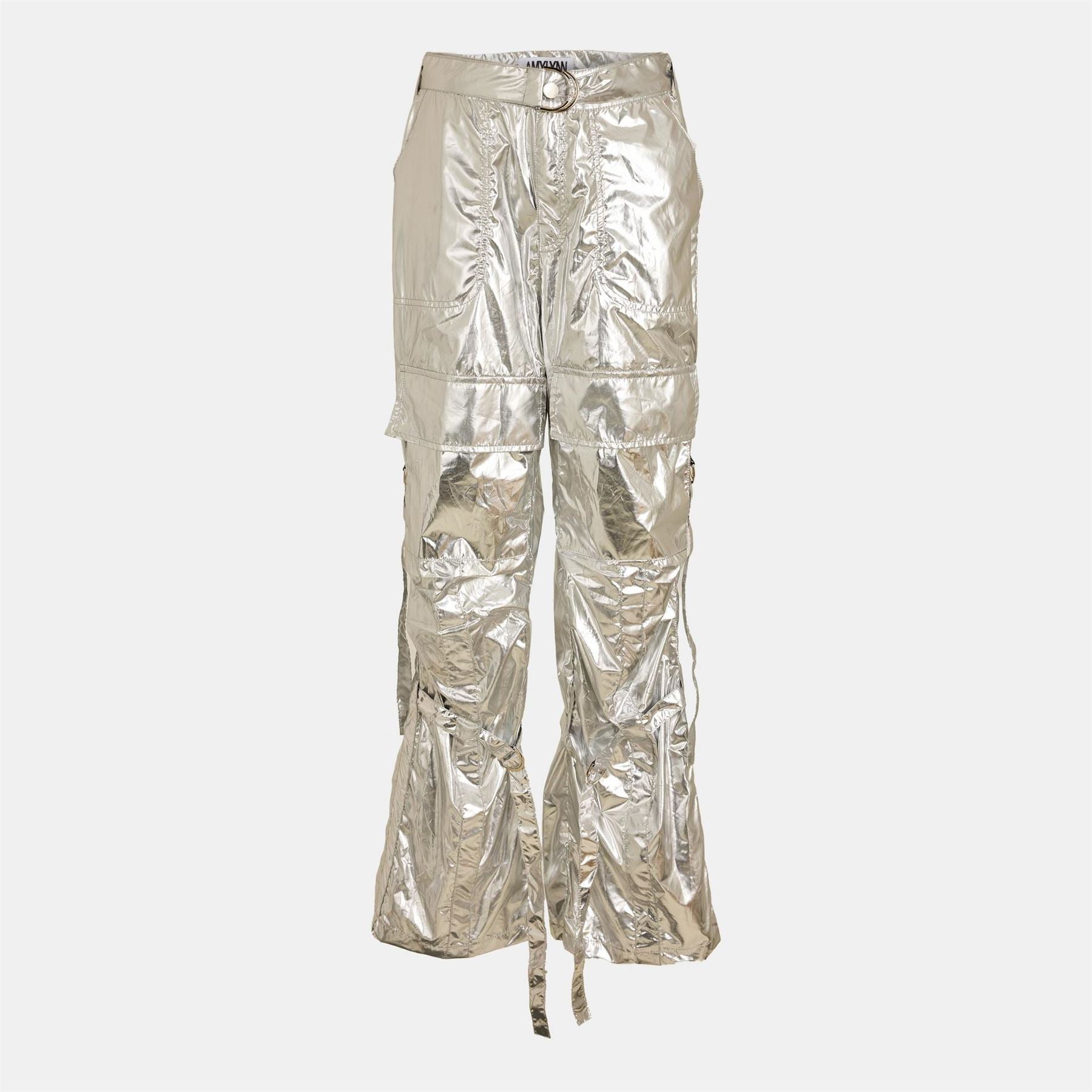AmyLynn Metallic Patterned Wide Leg Cargo Trousers