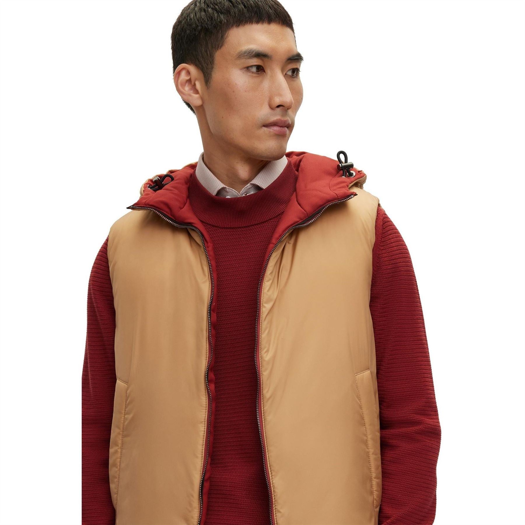 Boss Ciro Solid Patterned Hooded Softshell Jacket