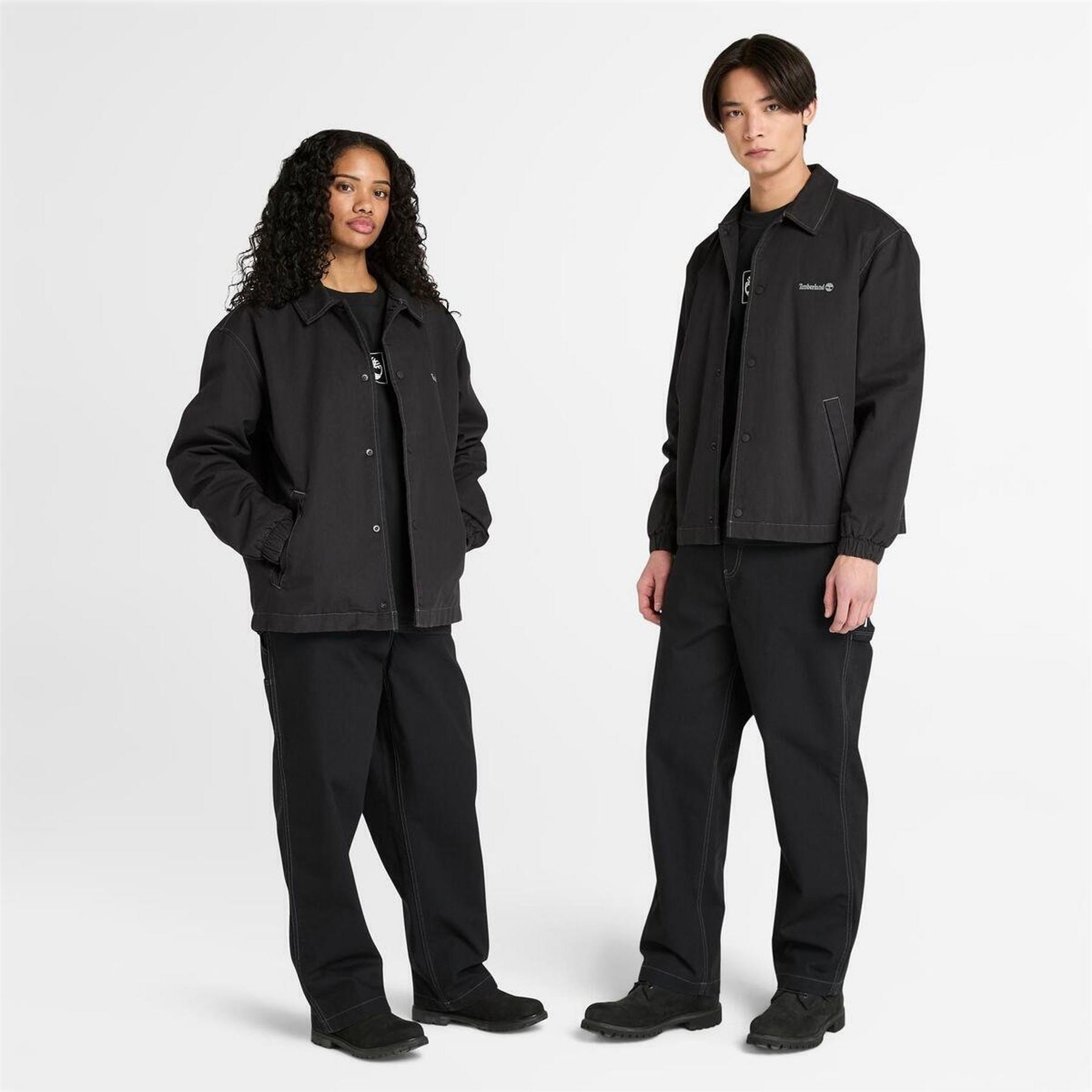 Timberland Coach Solid Patterned Snap Button Slant Pocket Overshirt