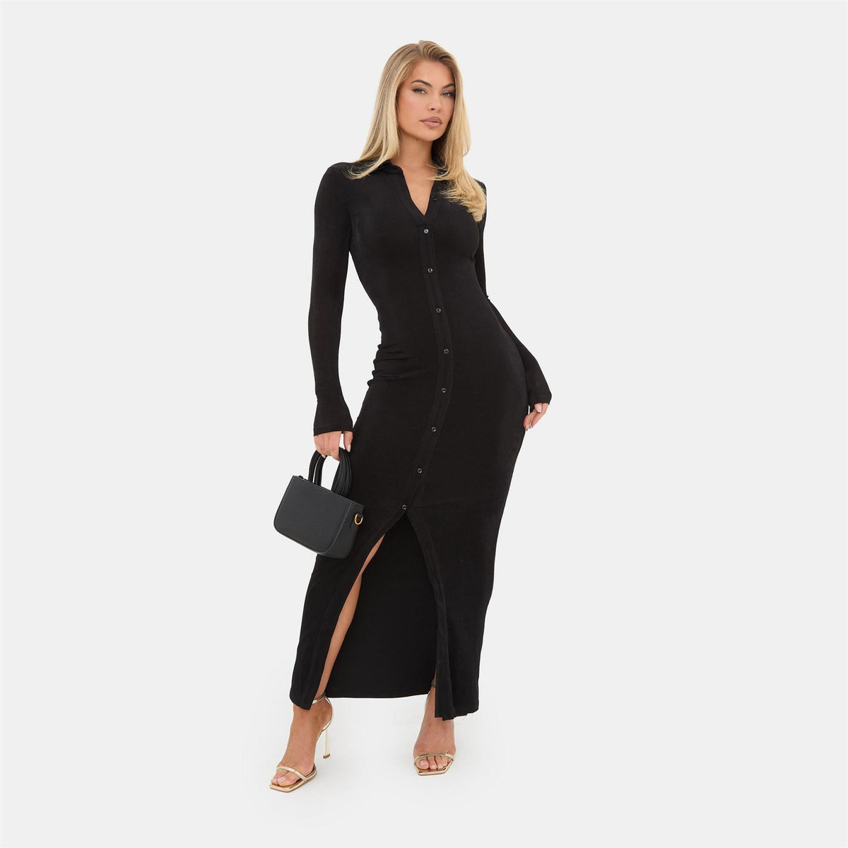 I Saw It First Button Long Sleeve Maxi Shirt Dress