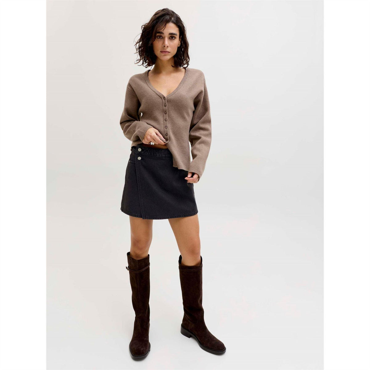 JJXX Greta High Waist Denim Wrap Shorts