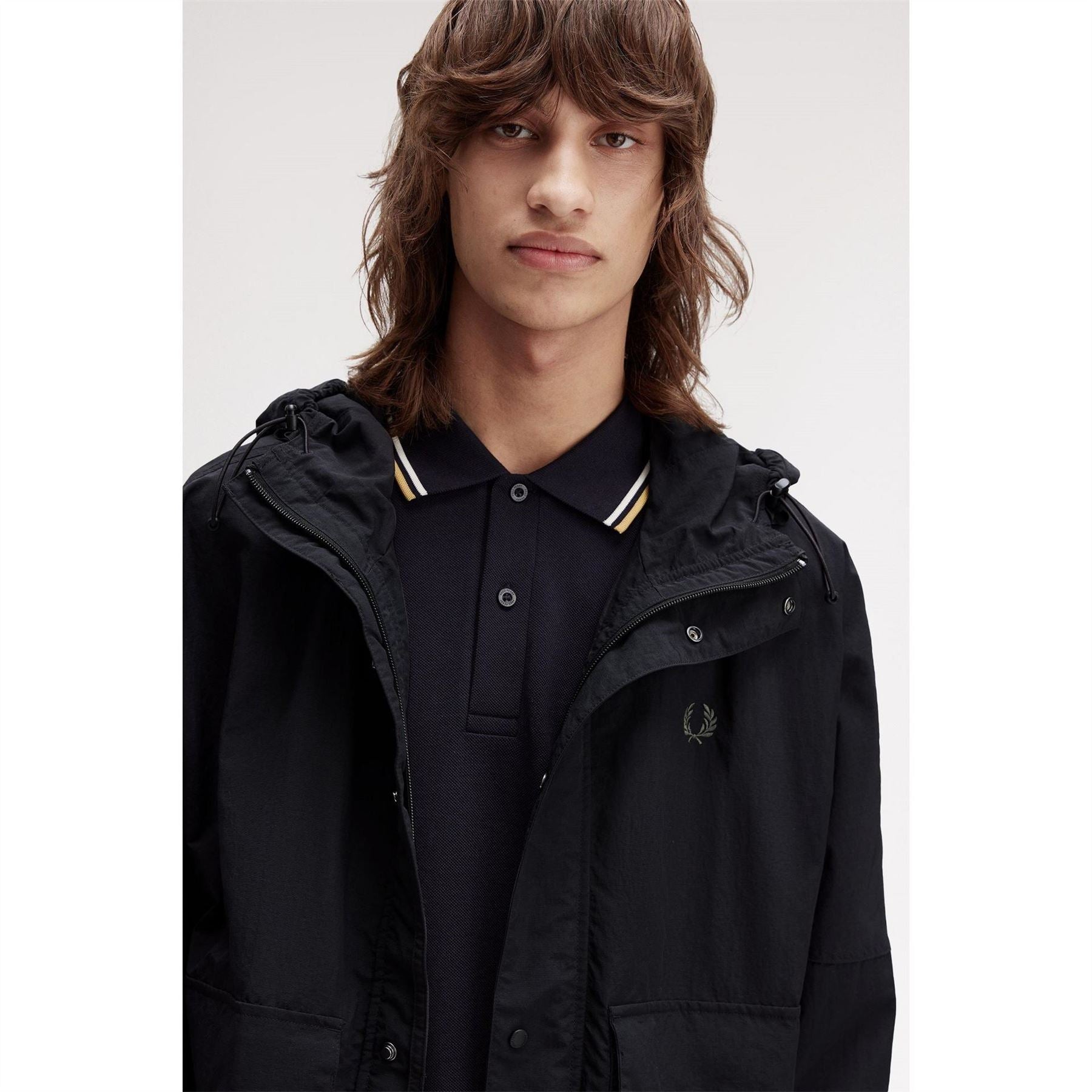 Fred Perry Cropped Ripstop Hooded Long Sleeve Parka