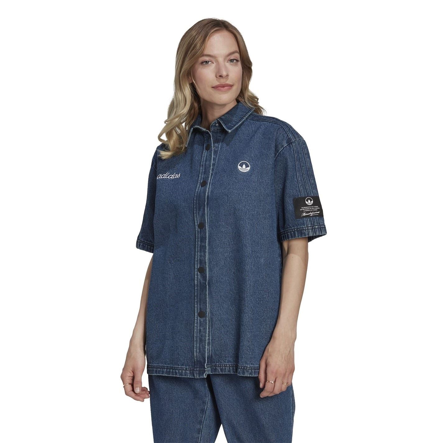 adidas Originals Denim Relaxed Fit Short Sleeve Shirt