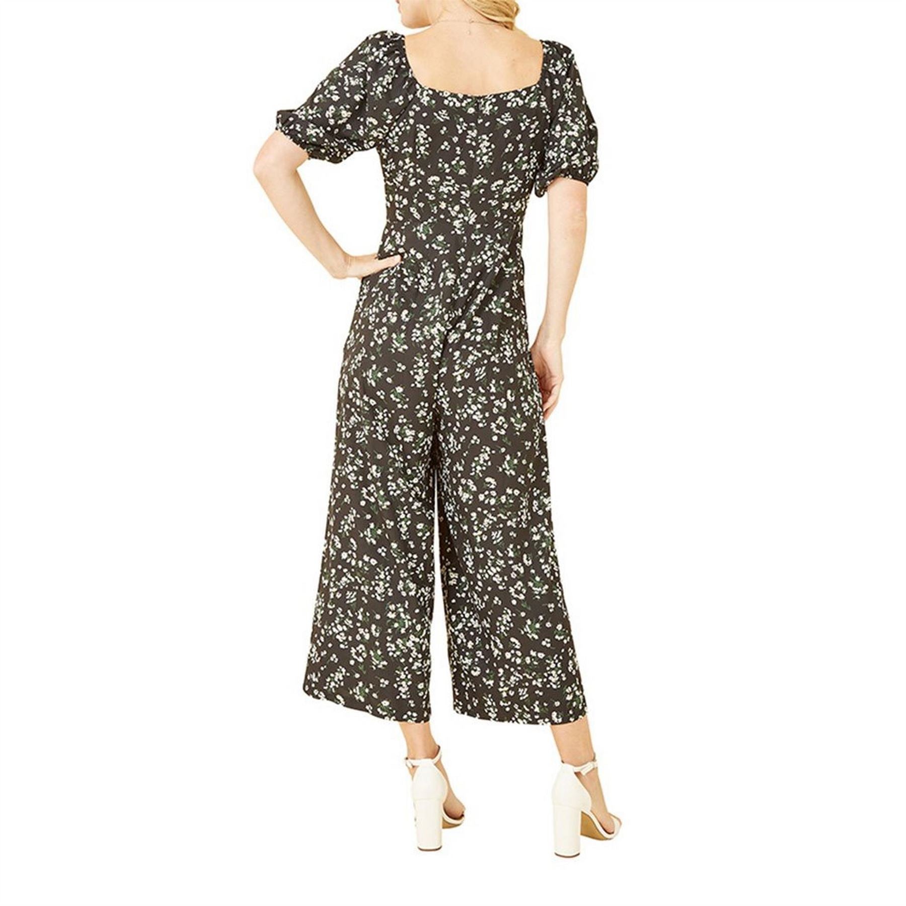 Mela London London Black Daisy Sweetheart Neckline Jumpsuit