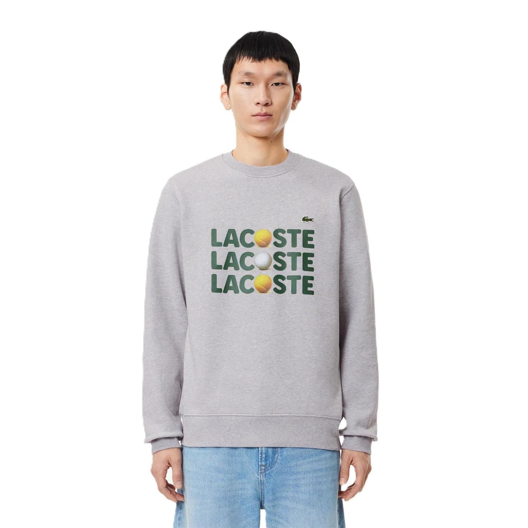 Lacoste Ribbed Cuff Lettering Crew Neck Sweater