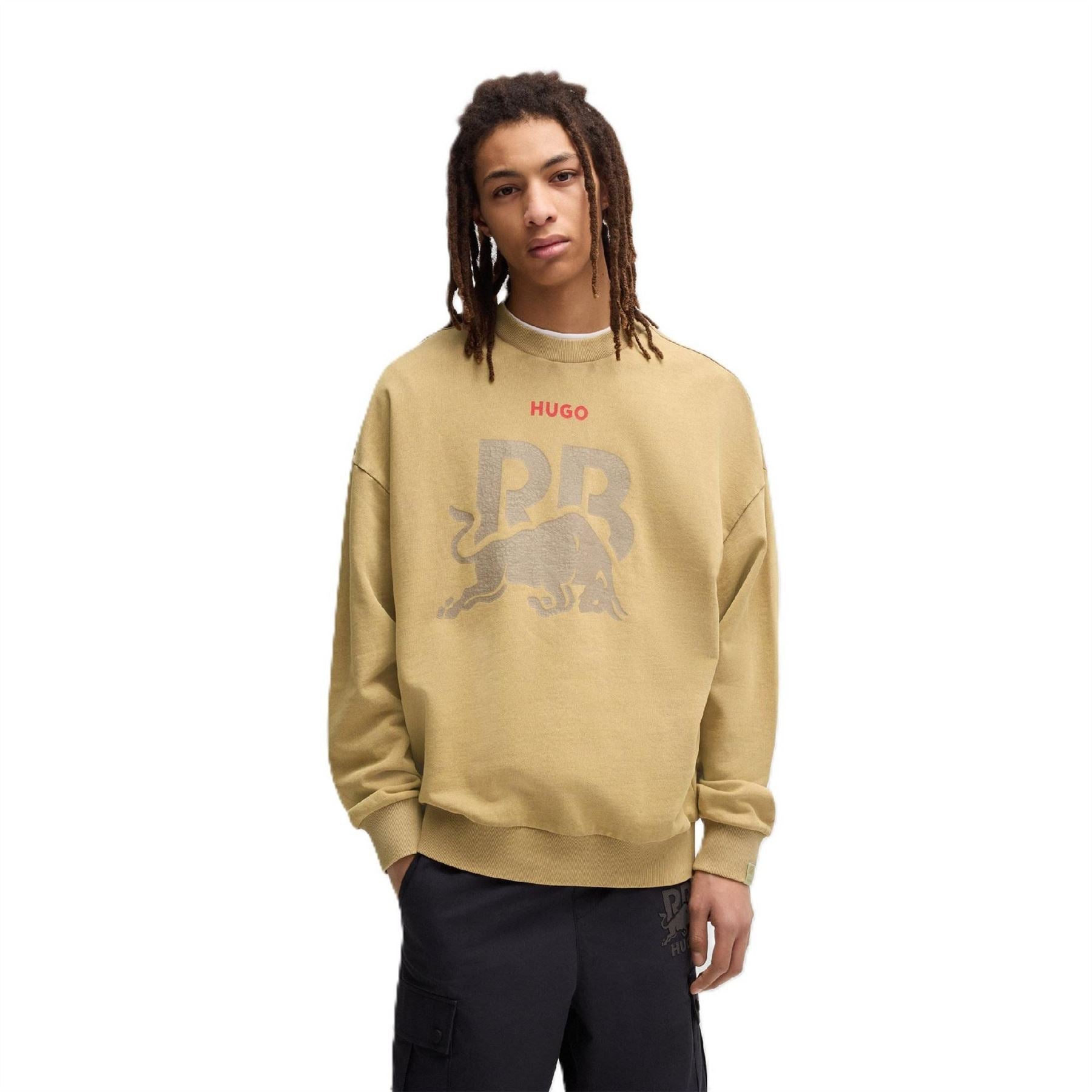 Hugo Graphic Crew Neck Ribbed Collar Long Sleeve Sweatshirt