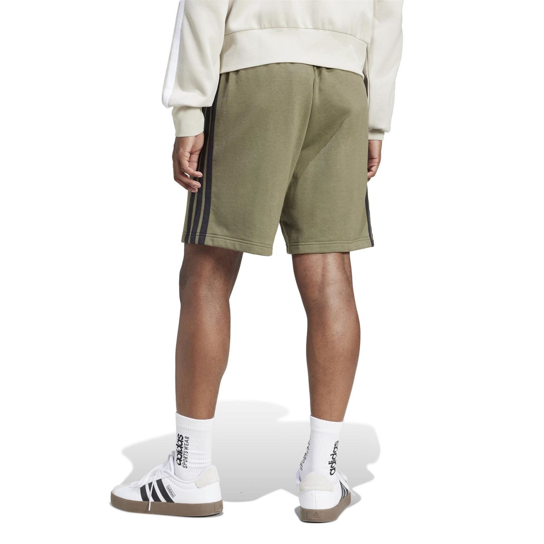 adidas Mens Essentials 3 Stripe Fleece Shorts