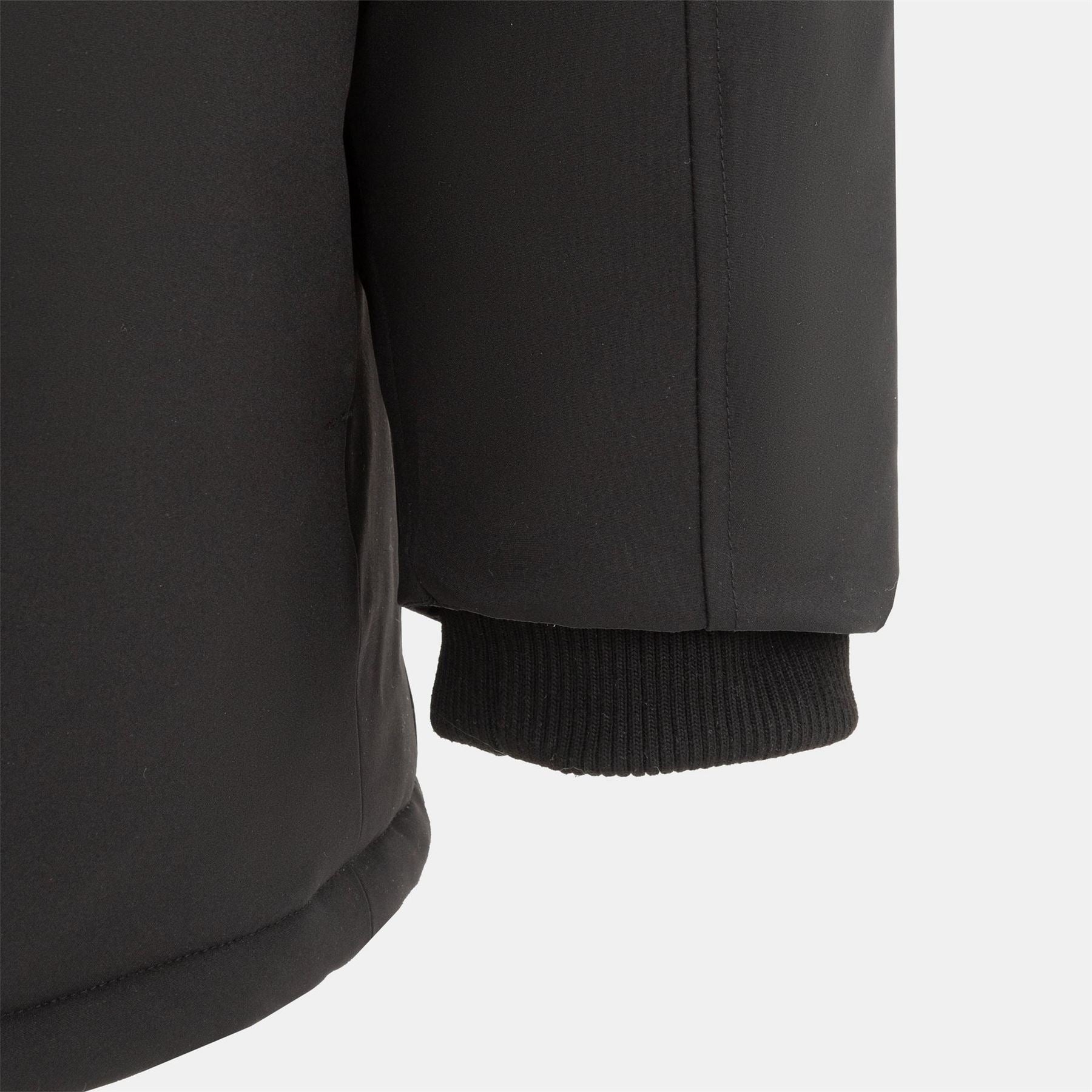 SoulCal Hooded Ribbed Cuff Fur Trim Solid Patterned Parka Coat